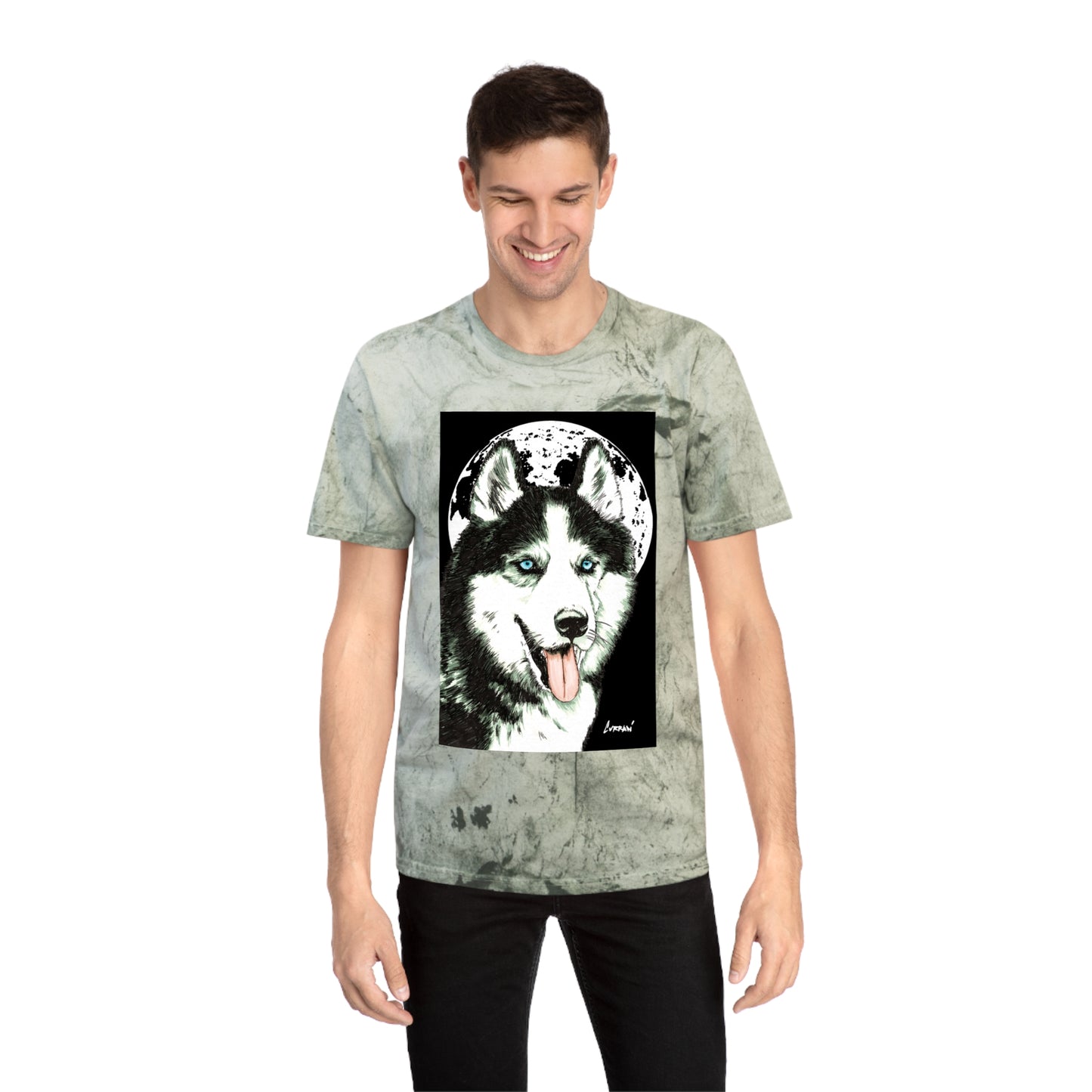 Siberian Husky Moon Graphic Tee for Animal Lovers