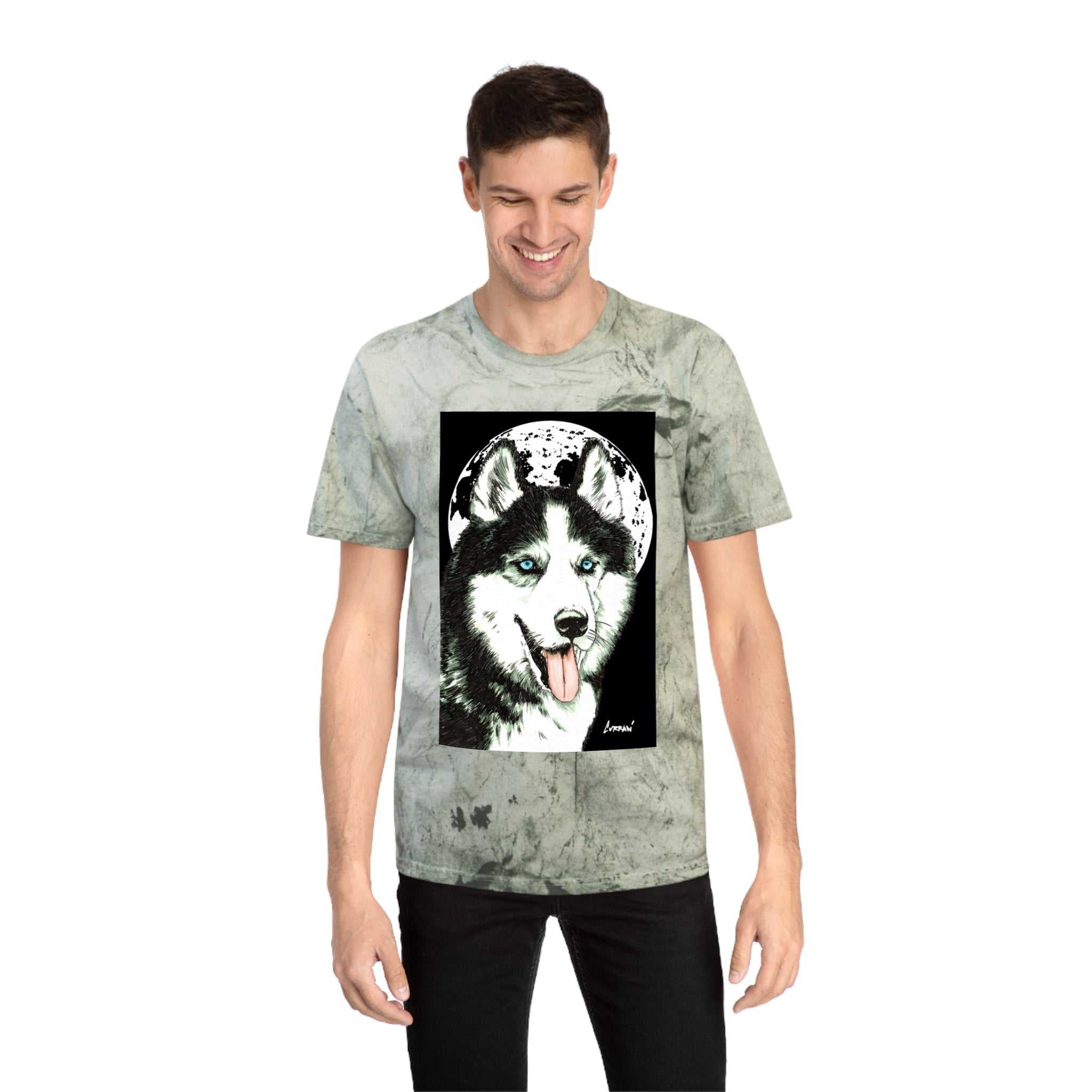 Siberian Husky Moon Graphic Tee for Animal Lovers