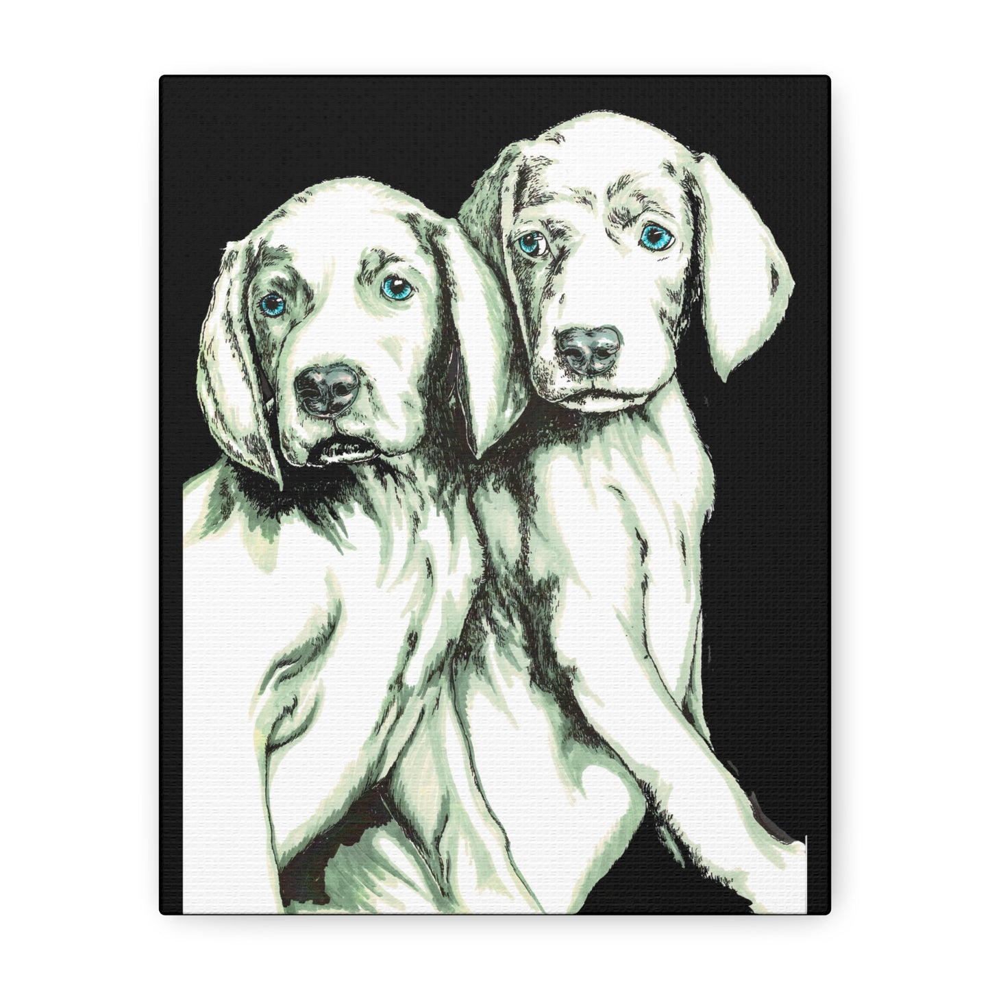 Two Puppies Art Canvas Print - Stretched Wall Decor