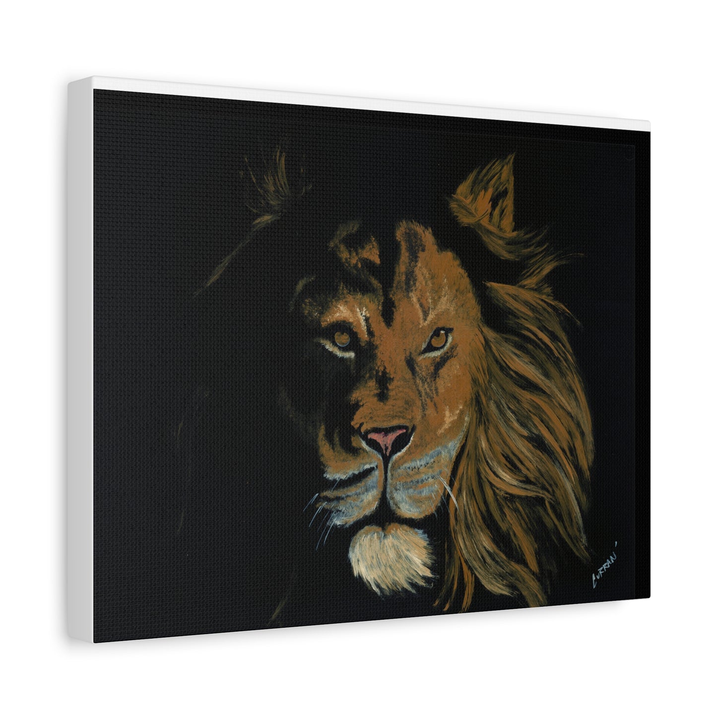 Lion Canvas Art – Original Hand-Painted Realistic and Detailed Big Cat Portrait printed on Matte Canvas, Stretched, 1.25"
