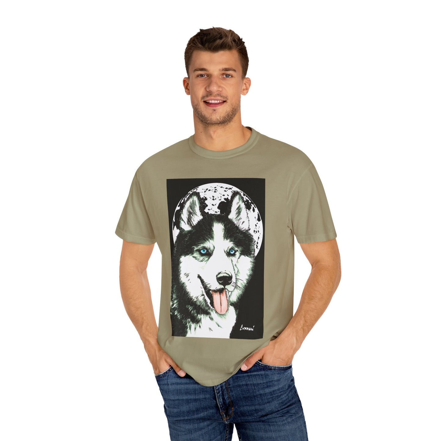 Siberian Husky Unisex Garment-Dyed T-Shirt – Original Hand-Drawn Art