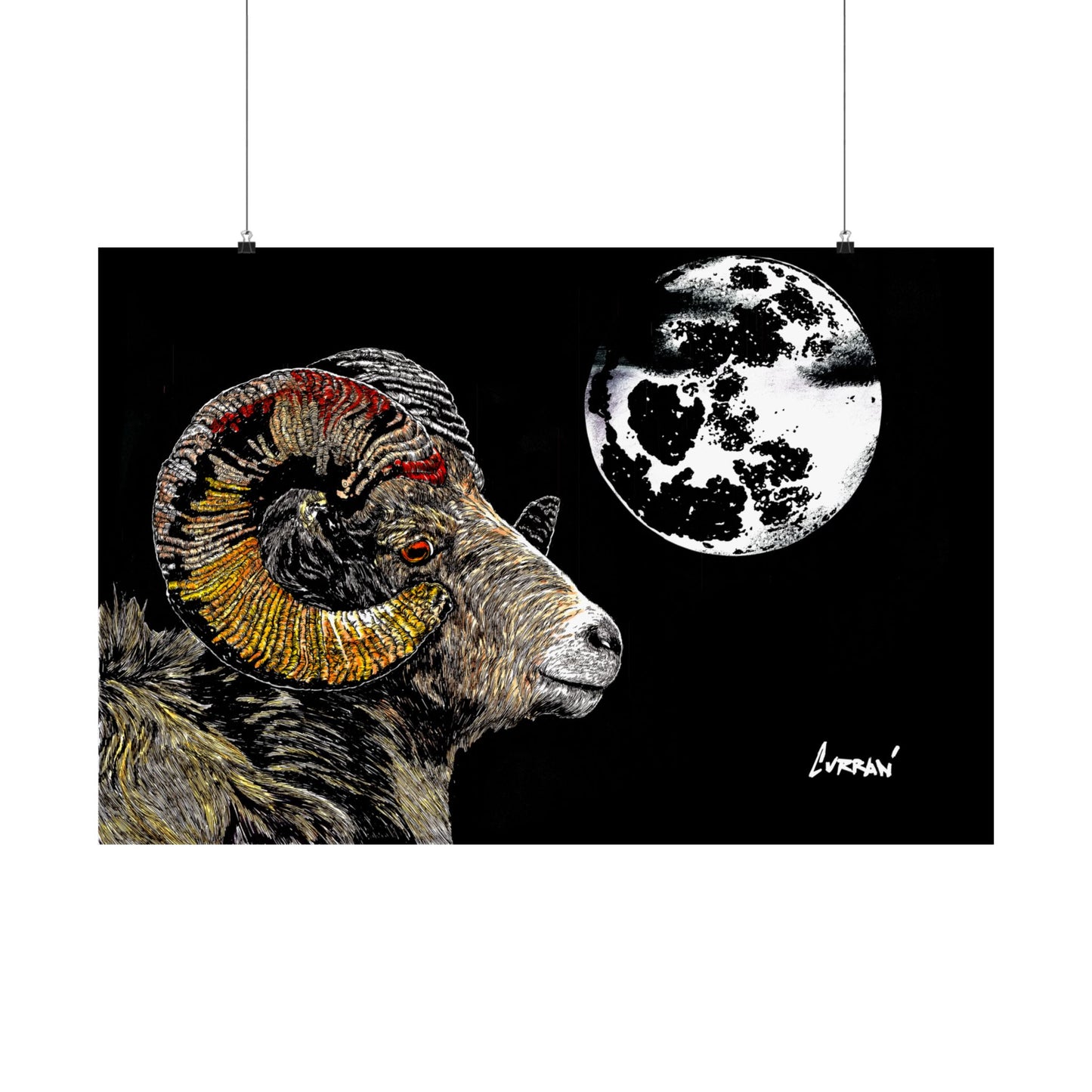 Mountain Ram Satin Poster - 300gsm Art Print for Home Decor