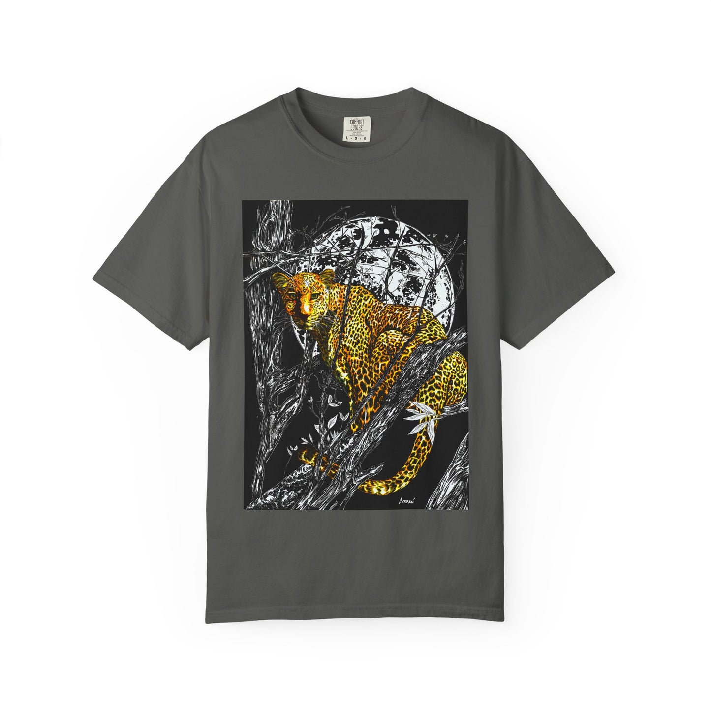 Moonlit Leopard Unisex Garment-Dyed T-Shirt - Wild Animal Art Tee