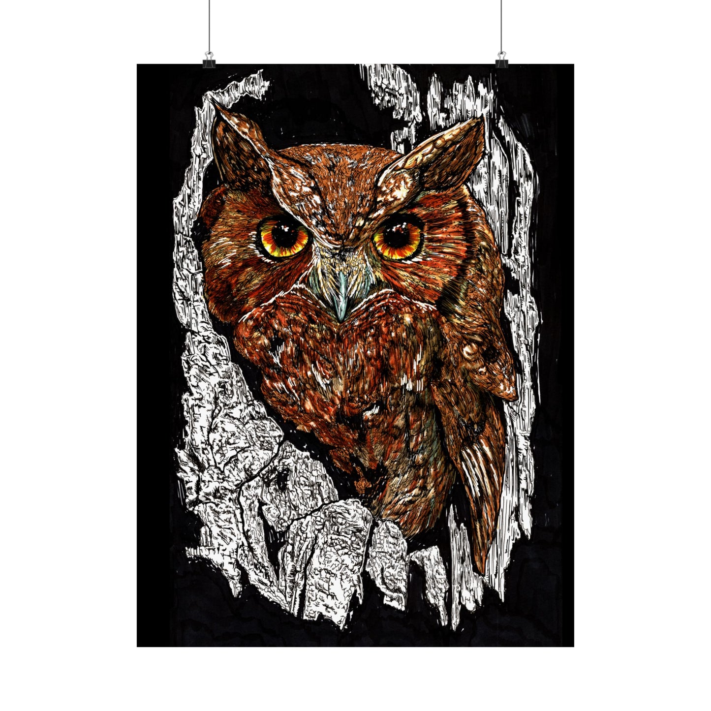 Majestic Owl Satin Poster | Home Décor Art Print | Nature Lover Gift