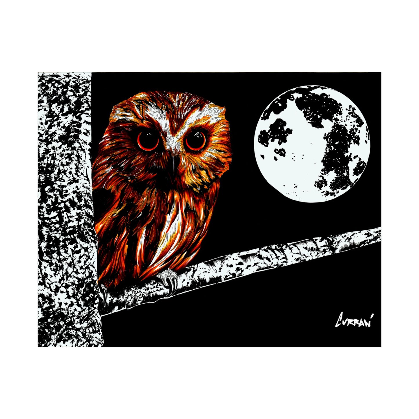 Mystical Owl Satin Poster | 300gsm Wall Art for Nature Lovers