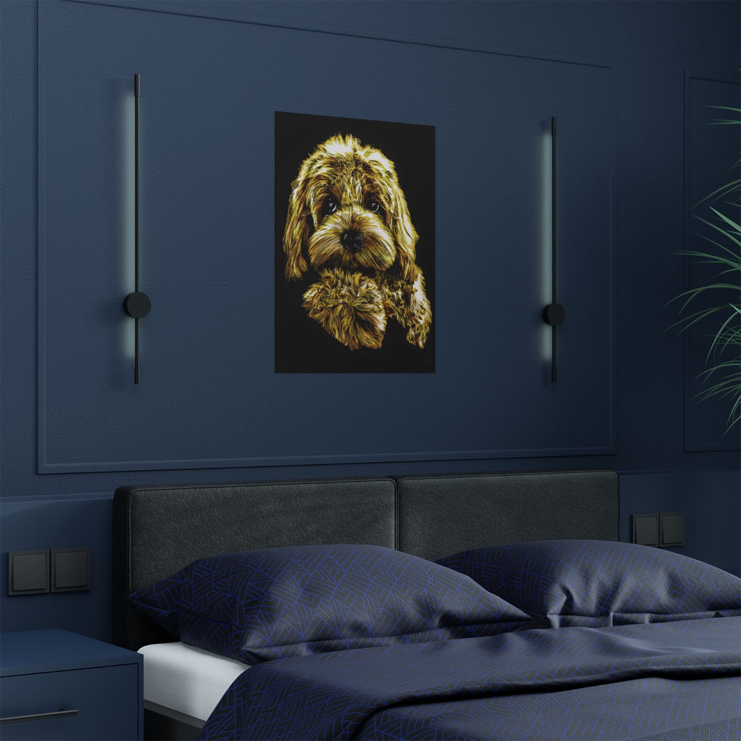 Golden Dog Art Satin Poster - Home Decor for Pet Lovers
