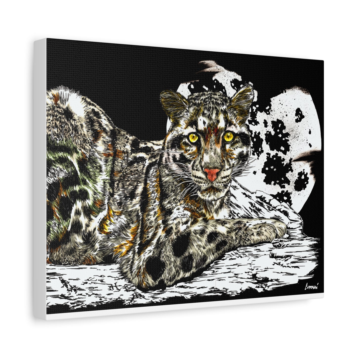 Leopard Canvas Art – Original Hand-Drawn Realistic and Detailed Big Cat Illustration printed on Matte Canvas, Stretched, 1.25"