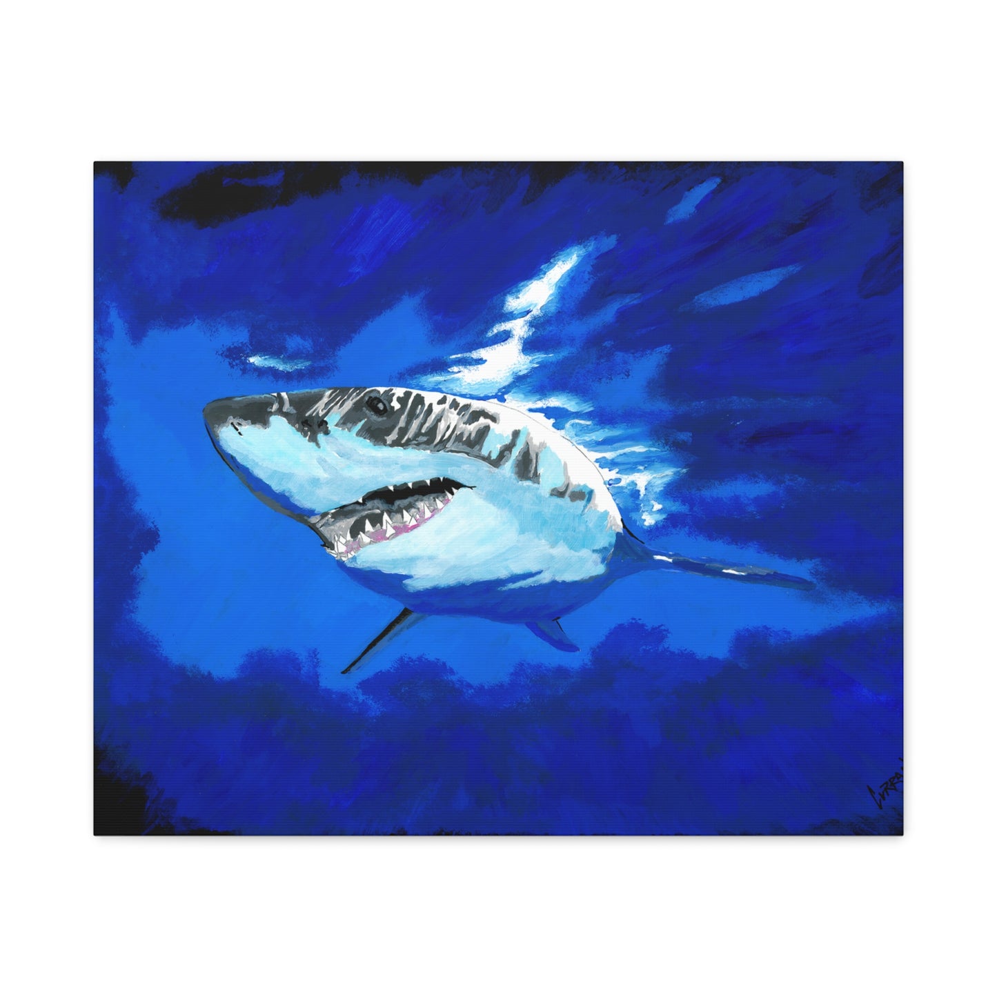 Great White Shark Canvas Art – Original Hand-Painted