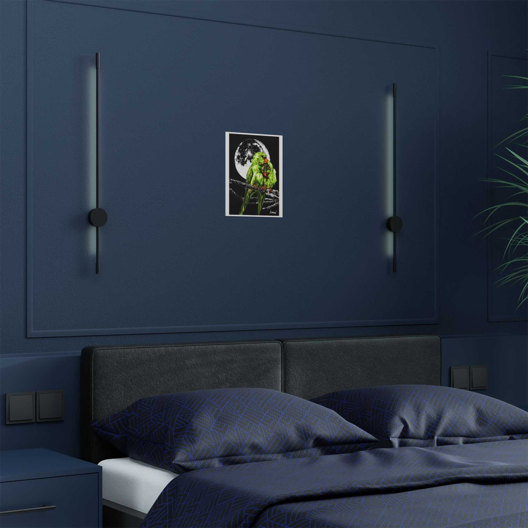 Bring your walls to life with the stunning Vibrant Lovebirds Satin Poster - 300gsm Wall Art. Add a pop of color to your space today!