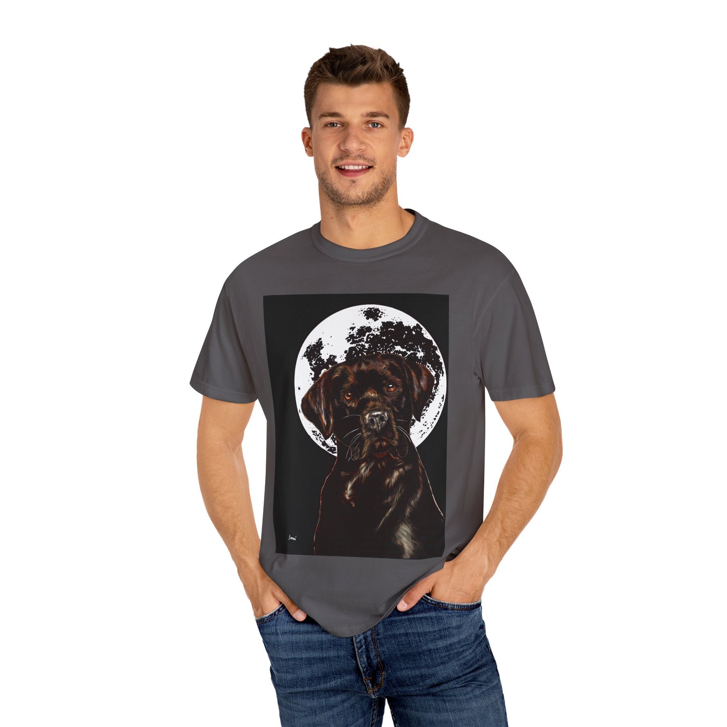 Moonlit Chocolate Lab Unisex Garment-Dyed T-Shirt