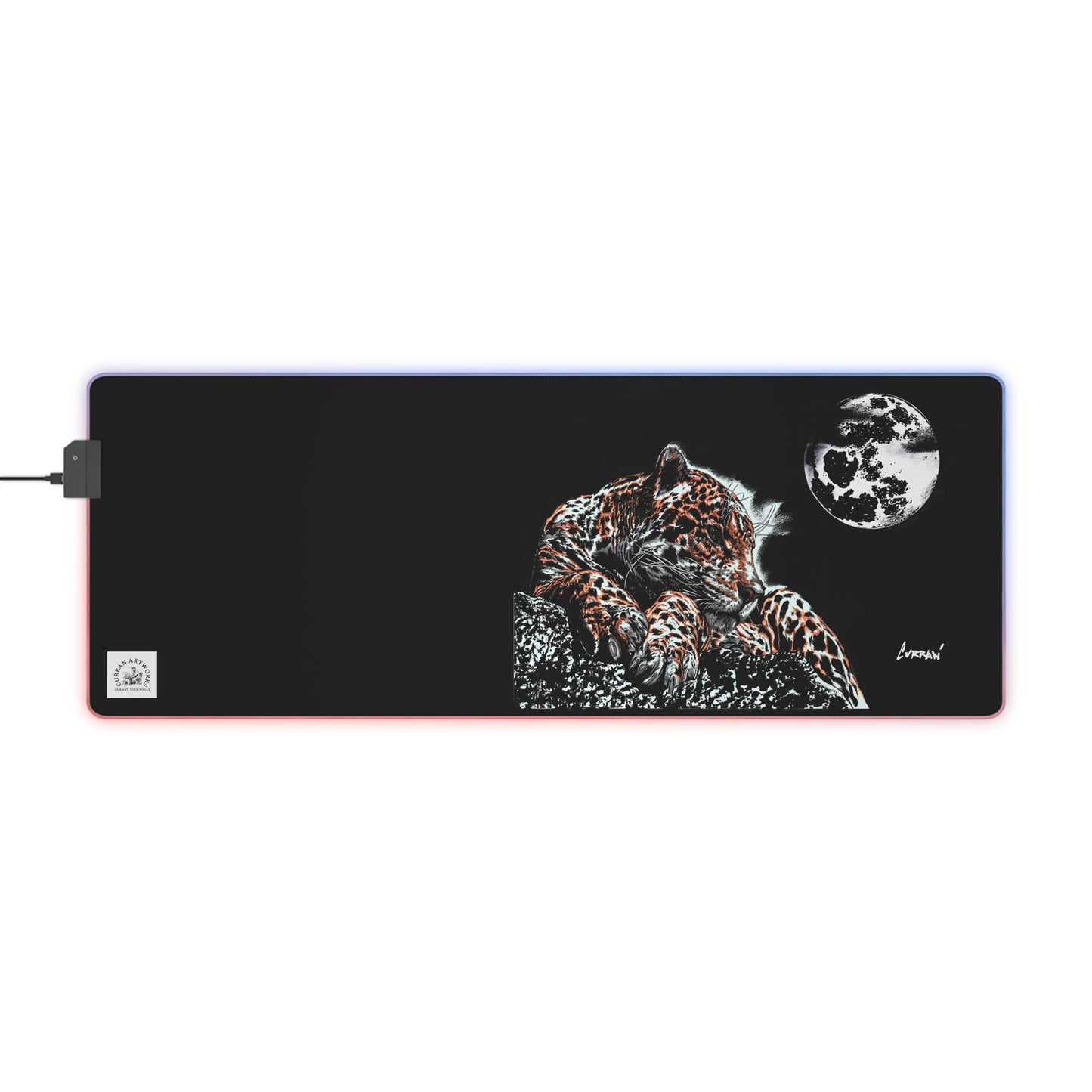 LED Gaming Mouse Pad with Leopard Design - RGB Backlit Gaming Accessory