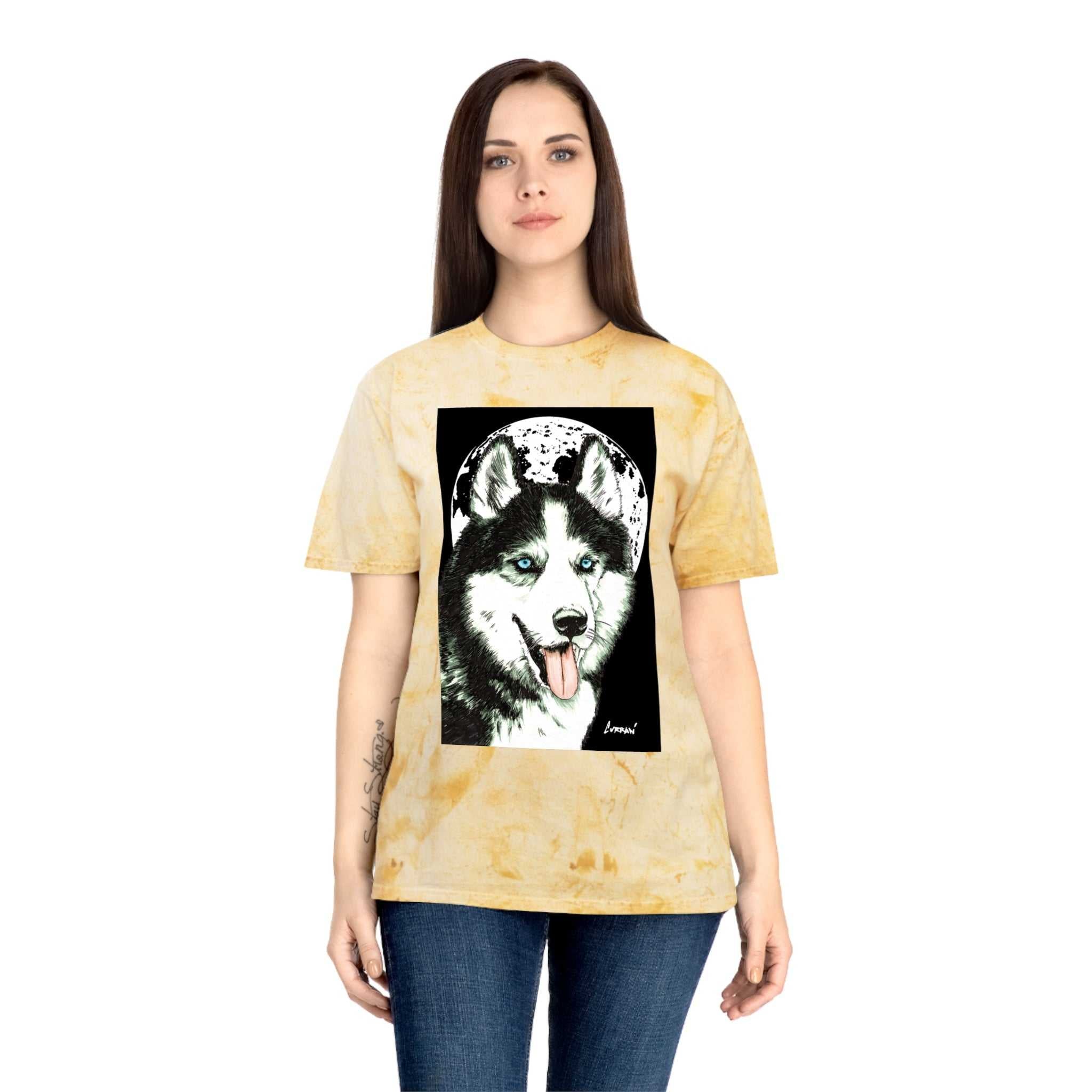 Siberian Husky Moon Graphic Tee for Animal Lovers