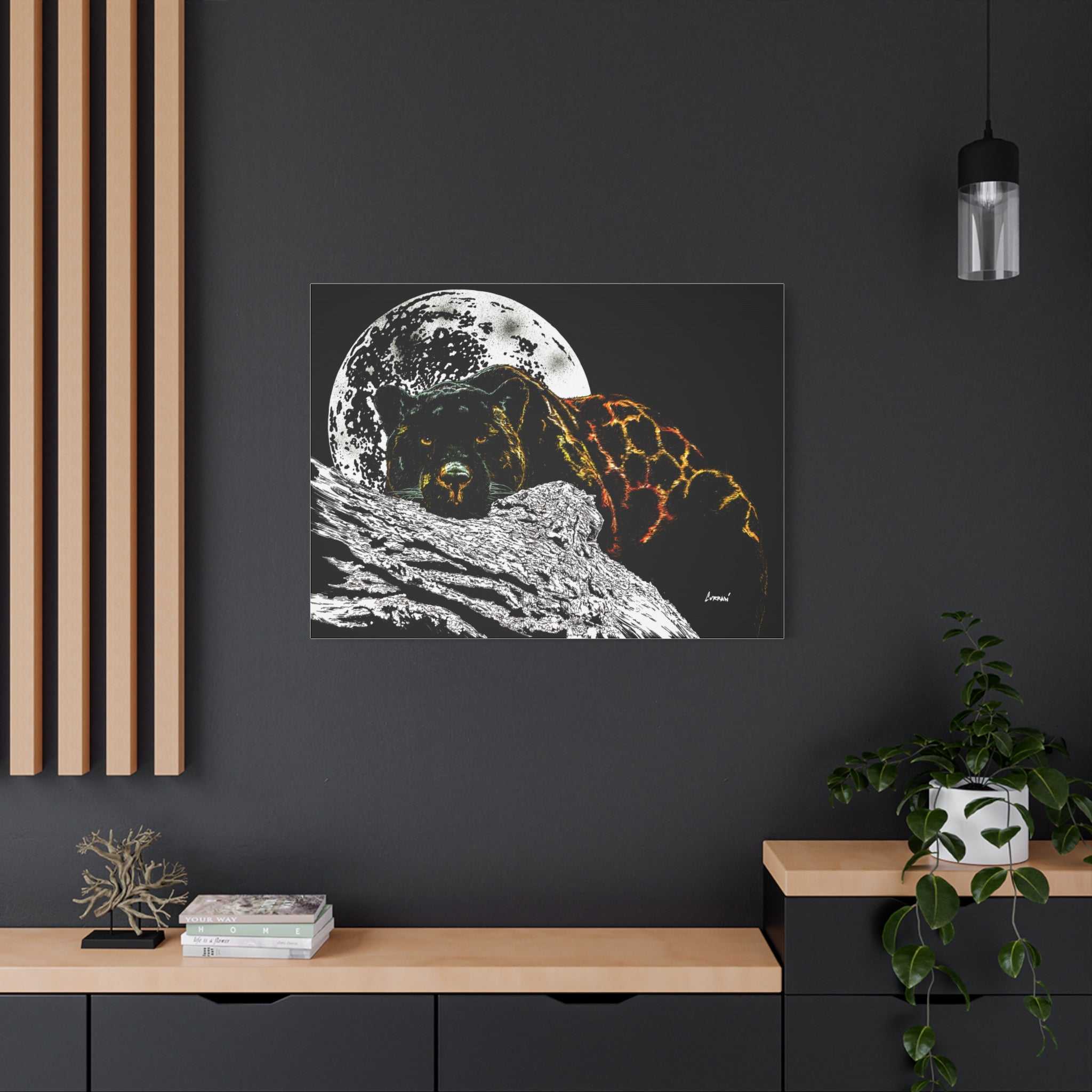 Panther in the Moonlight Print of my Original hand drawn art