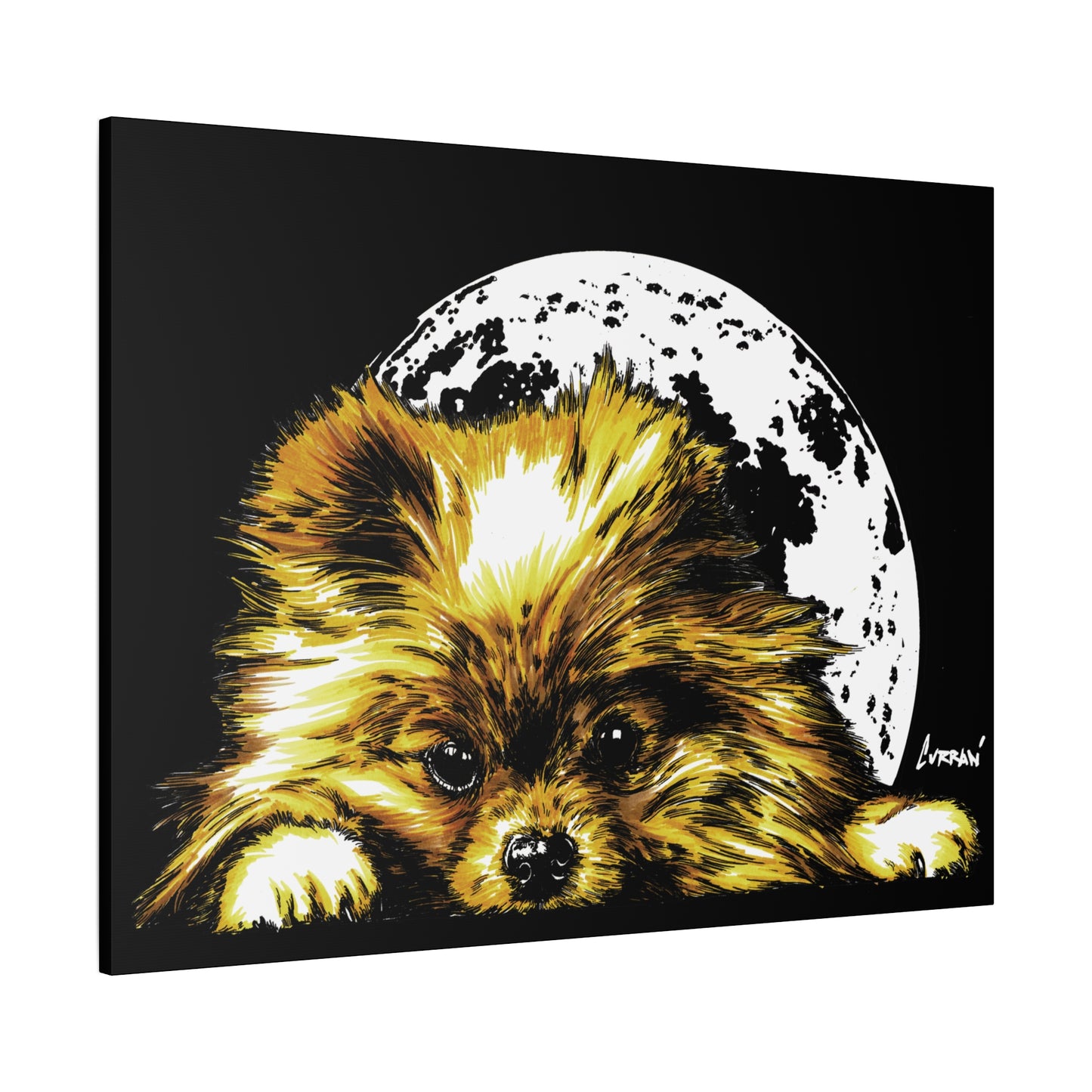 Pomeranian Moon Canvas Art Print- Dog Lover's Decor, 1.25" Stretched Print