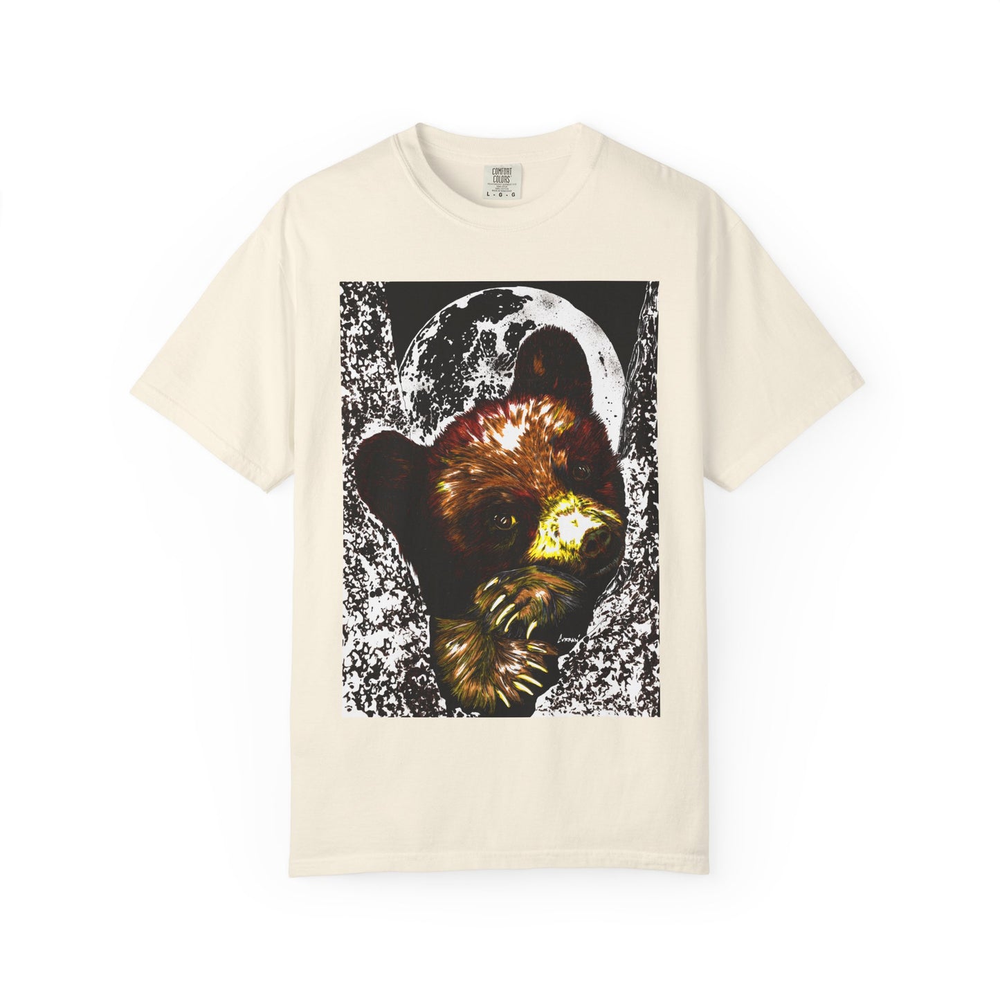 Moonlit Brown Bear Cub Unisex Garment-Dyed T-Shirt | Nature-Inspired Apparel