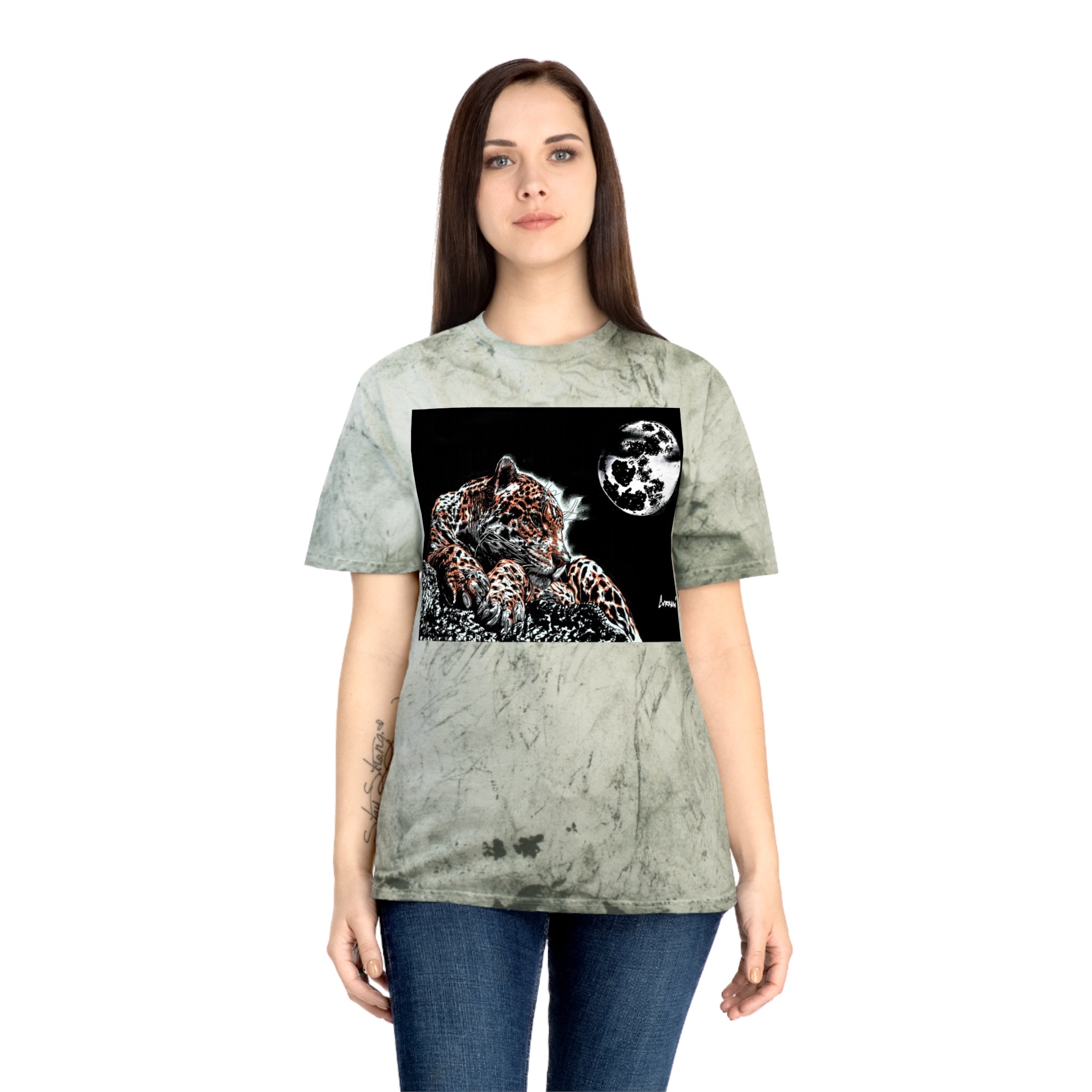 Leopard in the Moonlight T Shirt Original Hand Drawn Art