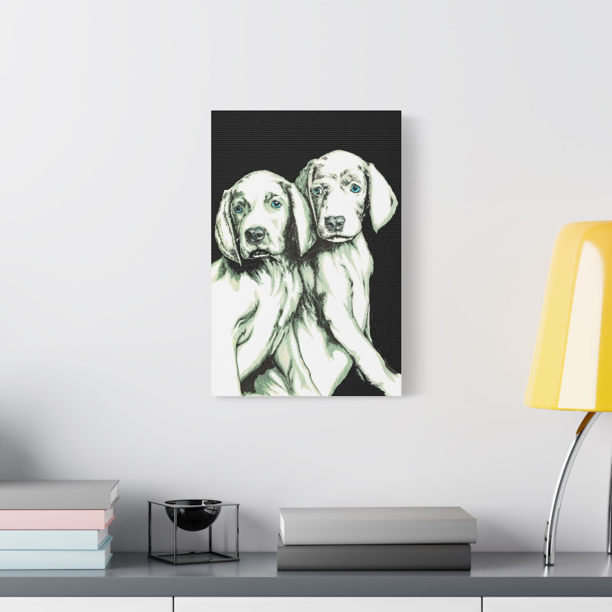 Two Puppies Art Canvas Print - Stretched Wall Decor