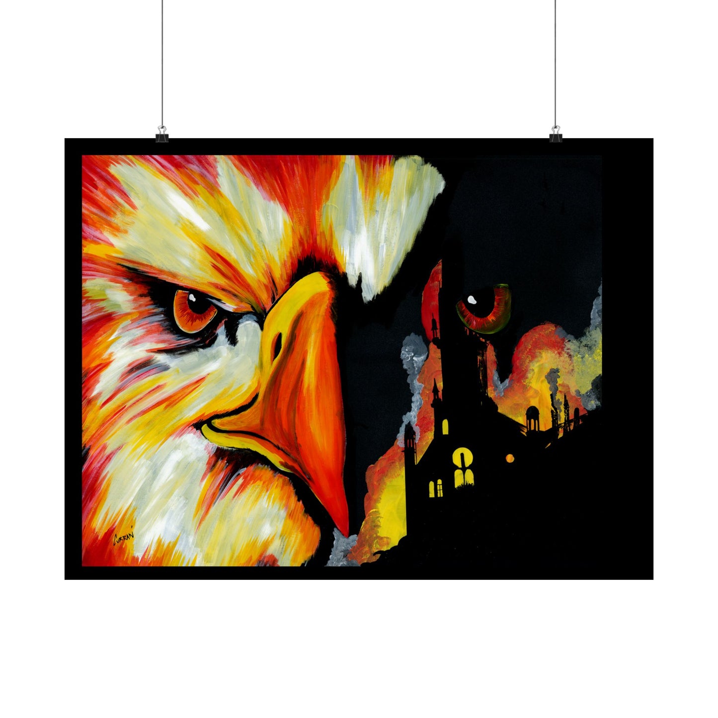 Phoenix Vibrant Satin Poster - Fierce Eagle Artwork