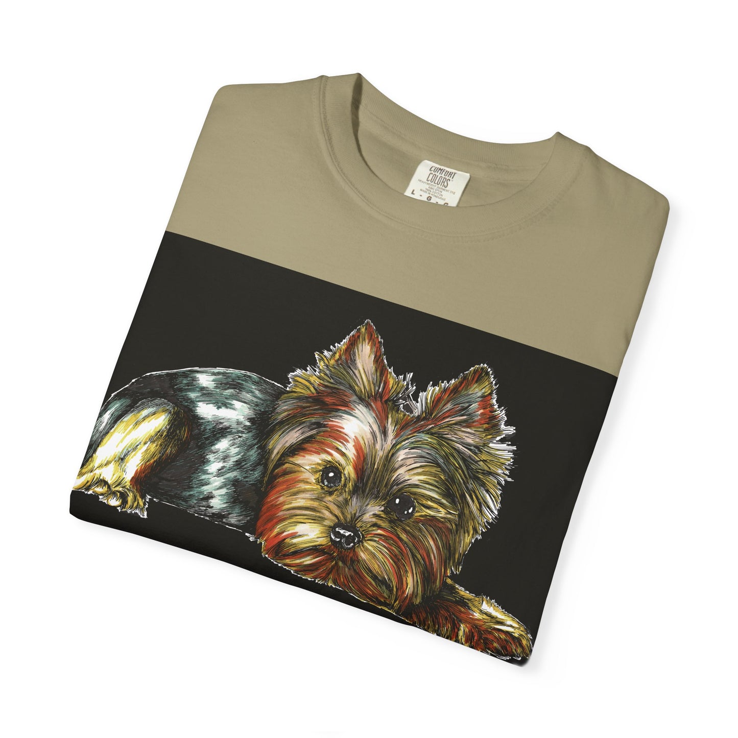 Yorkie Terrier Unisex Garment-Dyed T-Shirt – Original Hand-Drawn Art