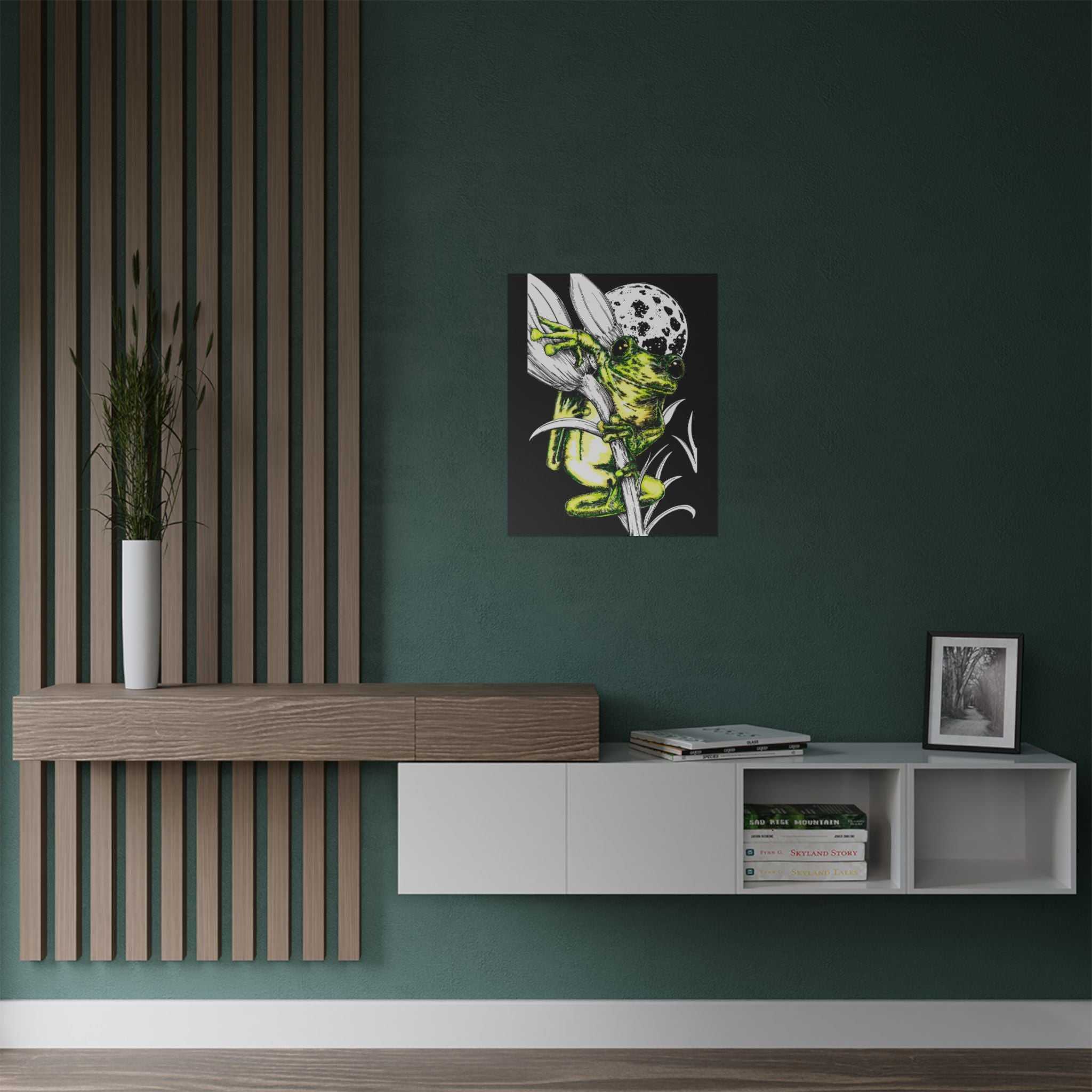 Transform your space with our Whimsical Frog Satin Poster - Vibrant Wall Art for Nature Lovers. Add a pop of color and whimsy to your home today!