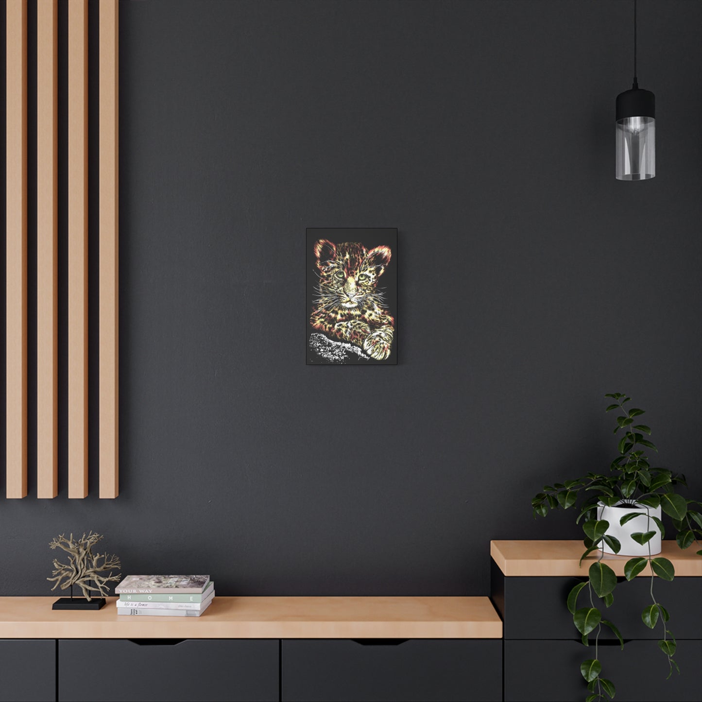 Leopard Cub Wall Art Print of the Original, hand drawn wall art of a Leopard Cub