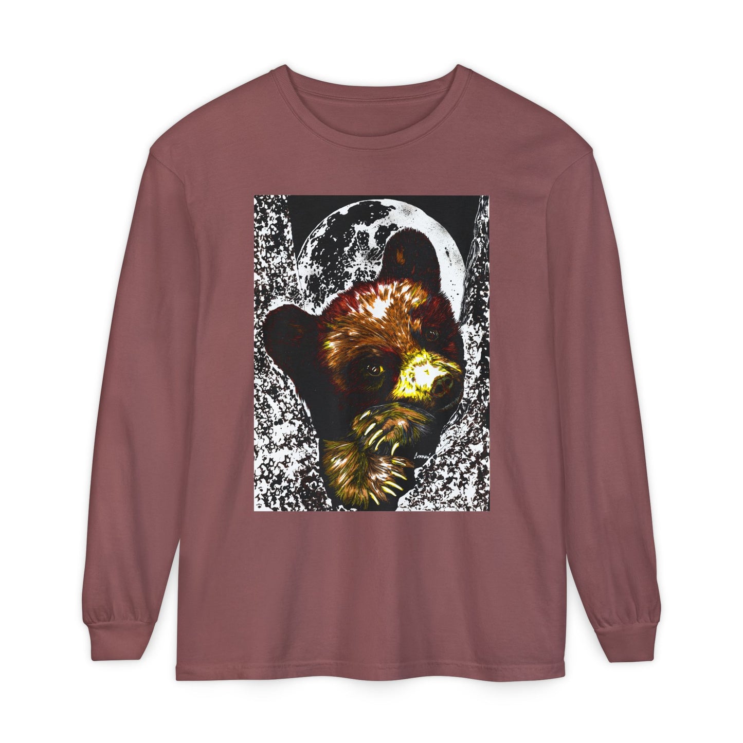 Moonlit Brown Bear Cub Unisex Long Sleeve T Shirt