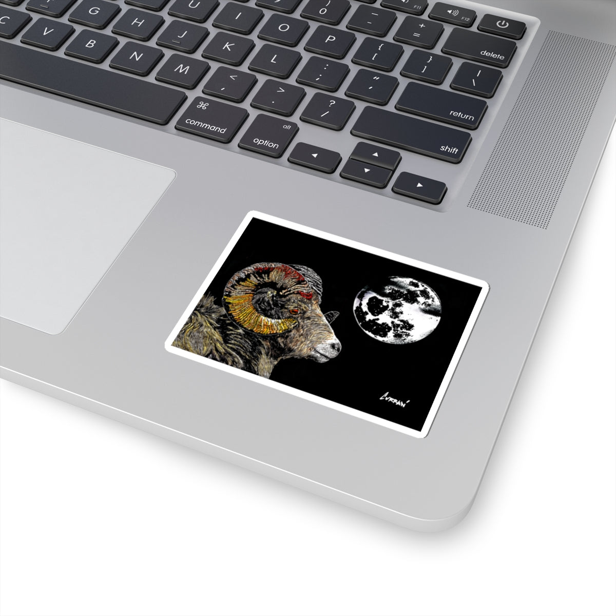 Moonlit Ram Kiss-Cut Sticker - Laptop & Decor