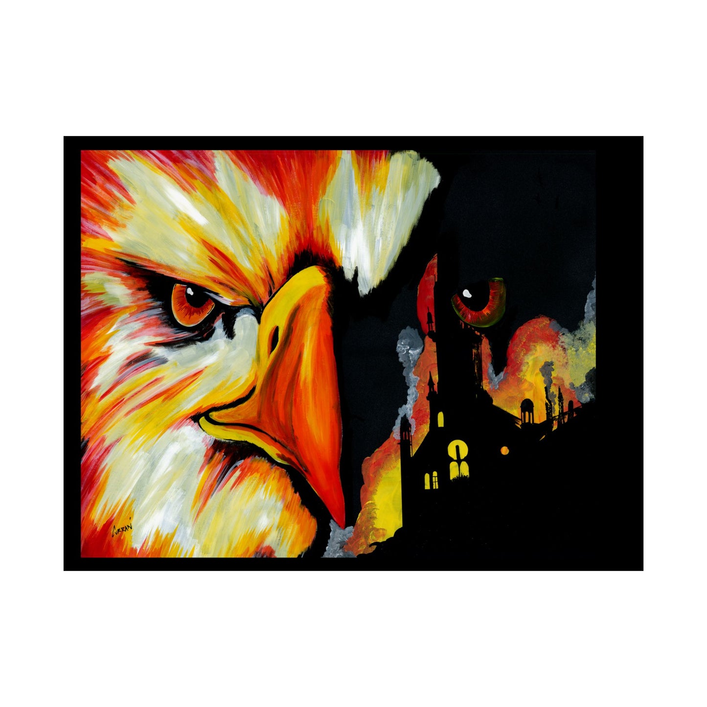Phoenix Vibrant Satin Poster - Fierce Eagle Artwork