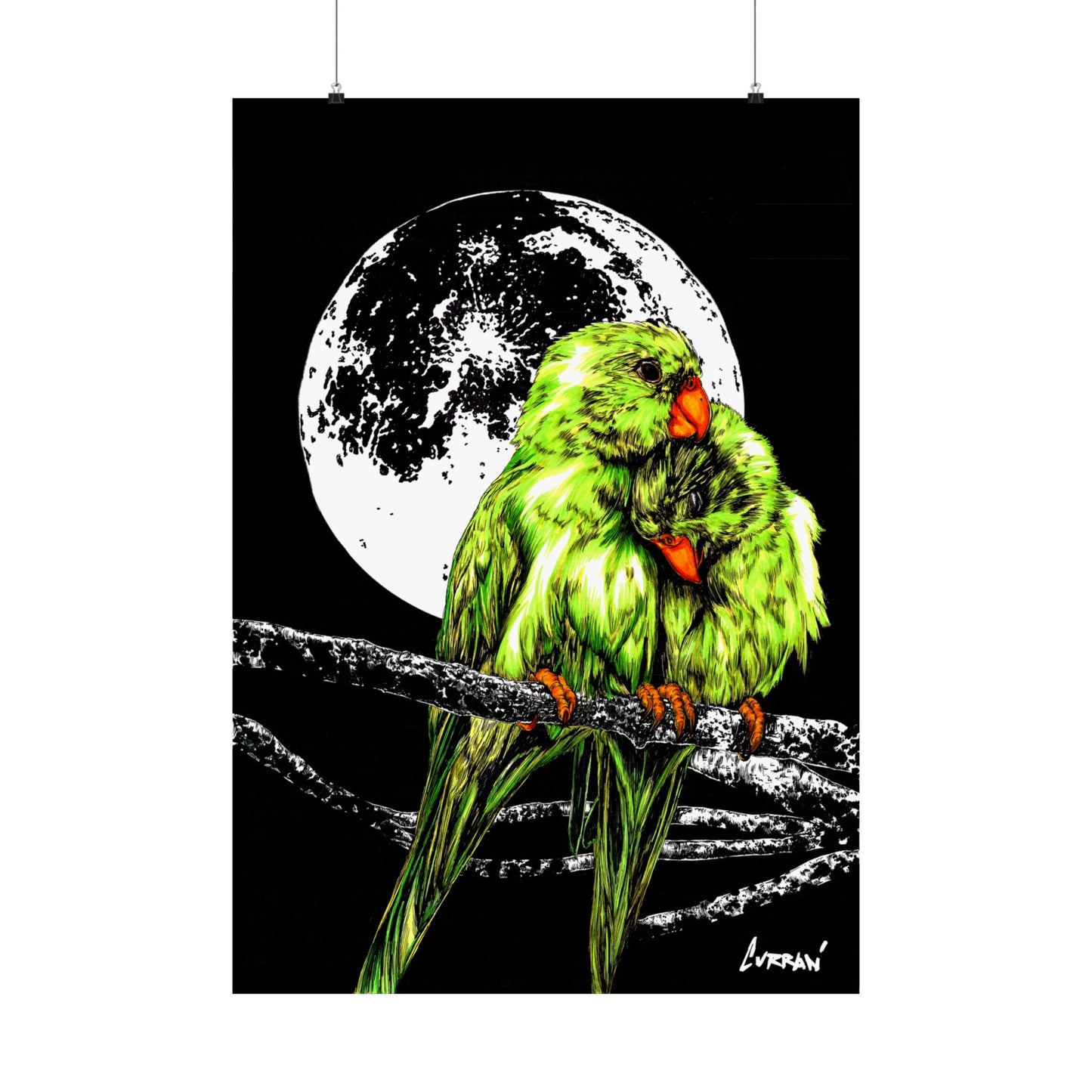 Vibrant Lovebirds Satin Poster - 300gsm Wall Art