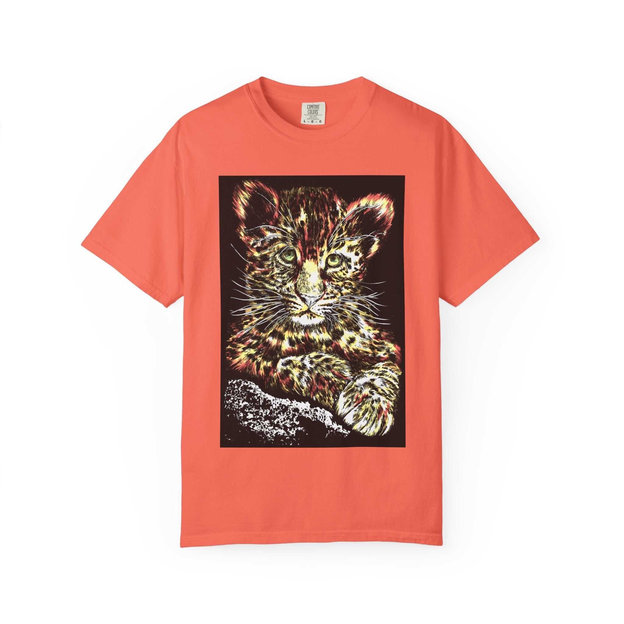 Turn heads with our wildlife Unisex Garment-Dyed T-shirt featuring Playful Leopard Cub. Perfect blend of style and comfort. Shop now!