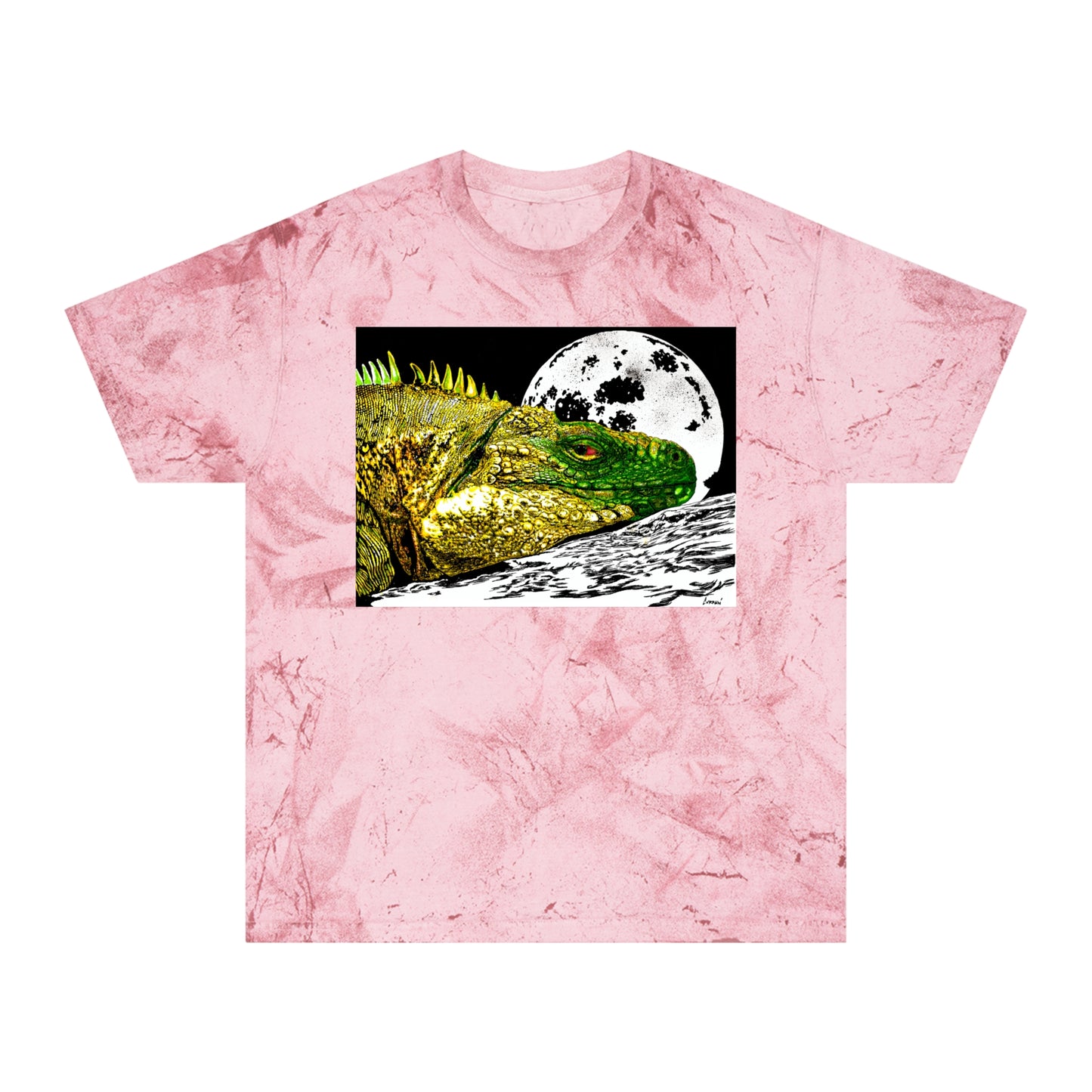 Reptile Moonlight T Shirt Hand Drawn Color Blast Design