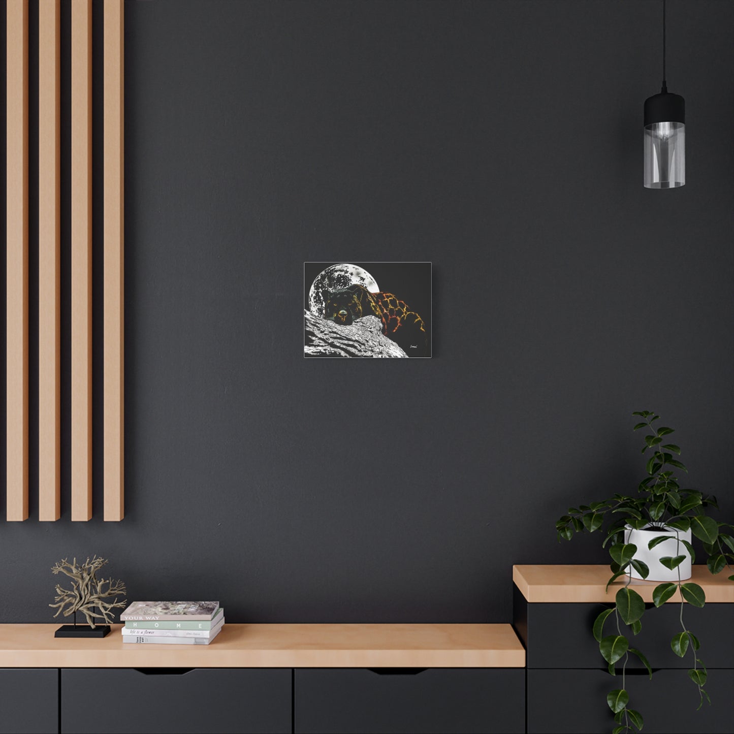 Panther in the Moonlight Print of my Original hand drawn art printed on stretched canvas of a Panther in the Moonlight