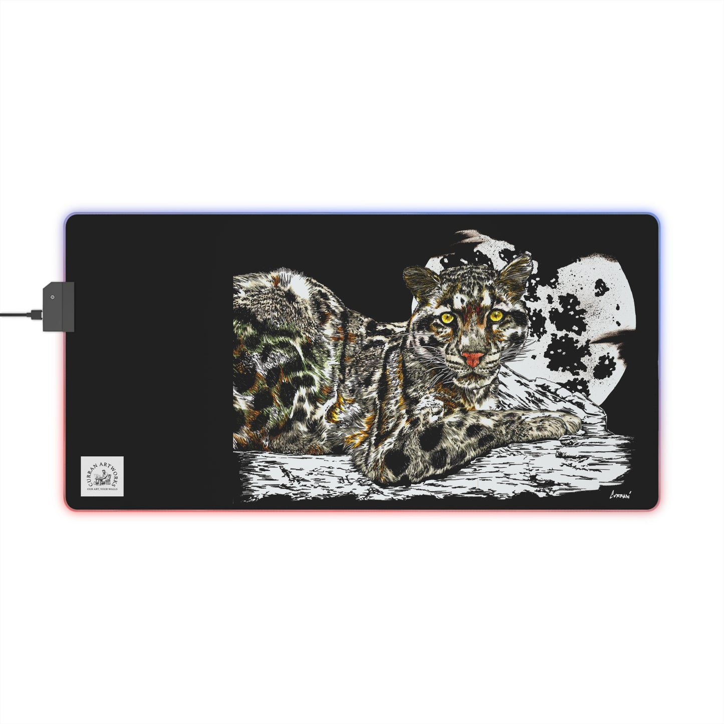 LED Gaming Mouse Pad with Leopard Design - Perfect for Gamers and Wildlife Lovers
