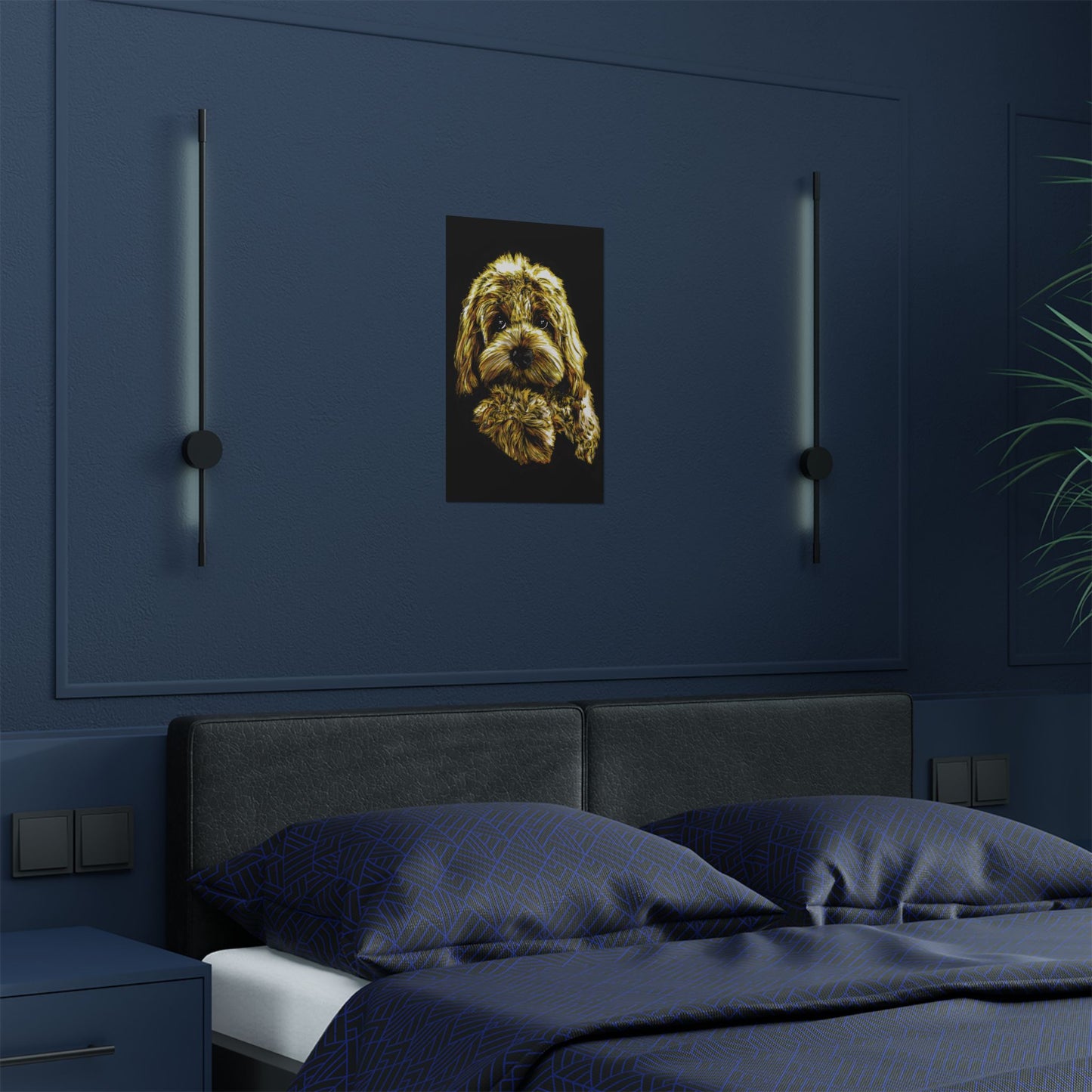 Golden Dog Art Satin Poster - Home Decor for Pet Lovers