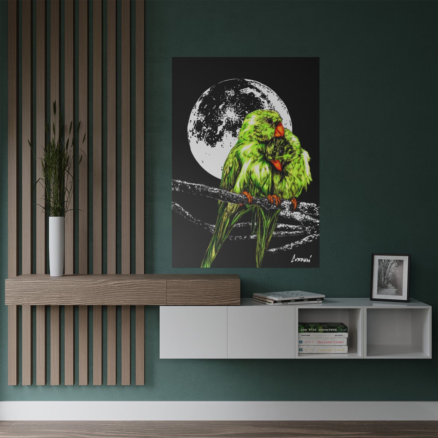 Vibrant Lovebirds Satin Poster - 300gsm Wall Art