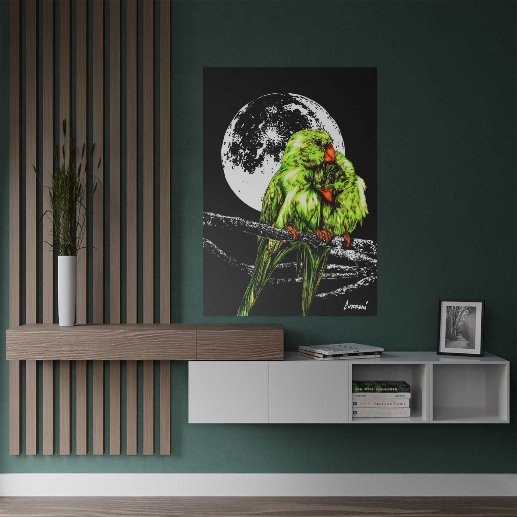 Bring your walls to life with the stunning Vibrant Lovebirds Satin Poster - 300gsm Wall Art. Add a pop of color to your space today!