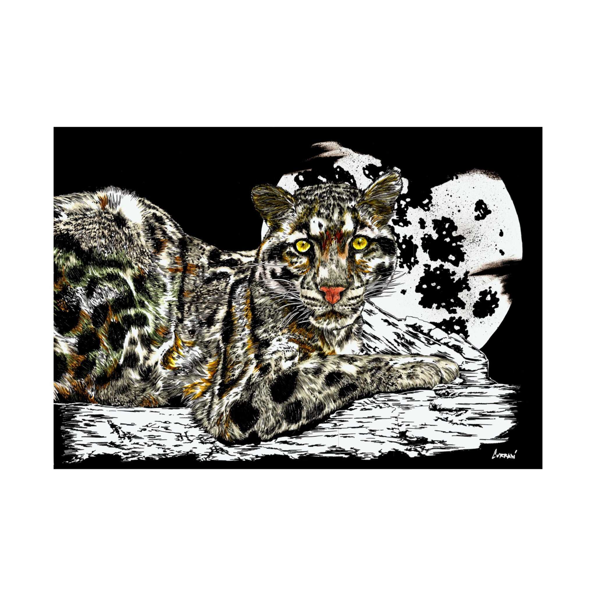 Majestic Snow Leopard Satin Poster, Art Print