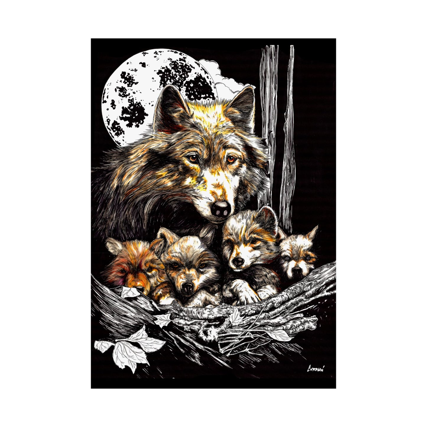 Wolf Family Satin Poster - Stunning Wildlife Artwork for Home Decor