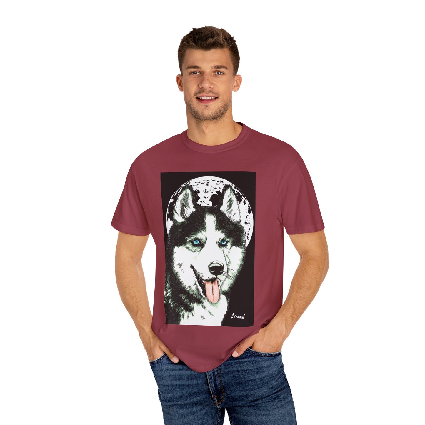 Siberian Husky Unisex Garment-Dyed T-Shirt – Original Hand-Drawn Art