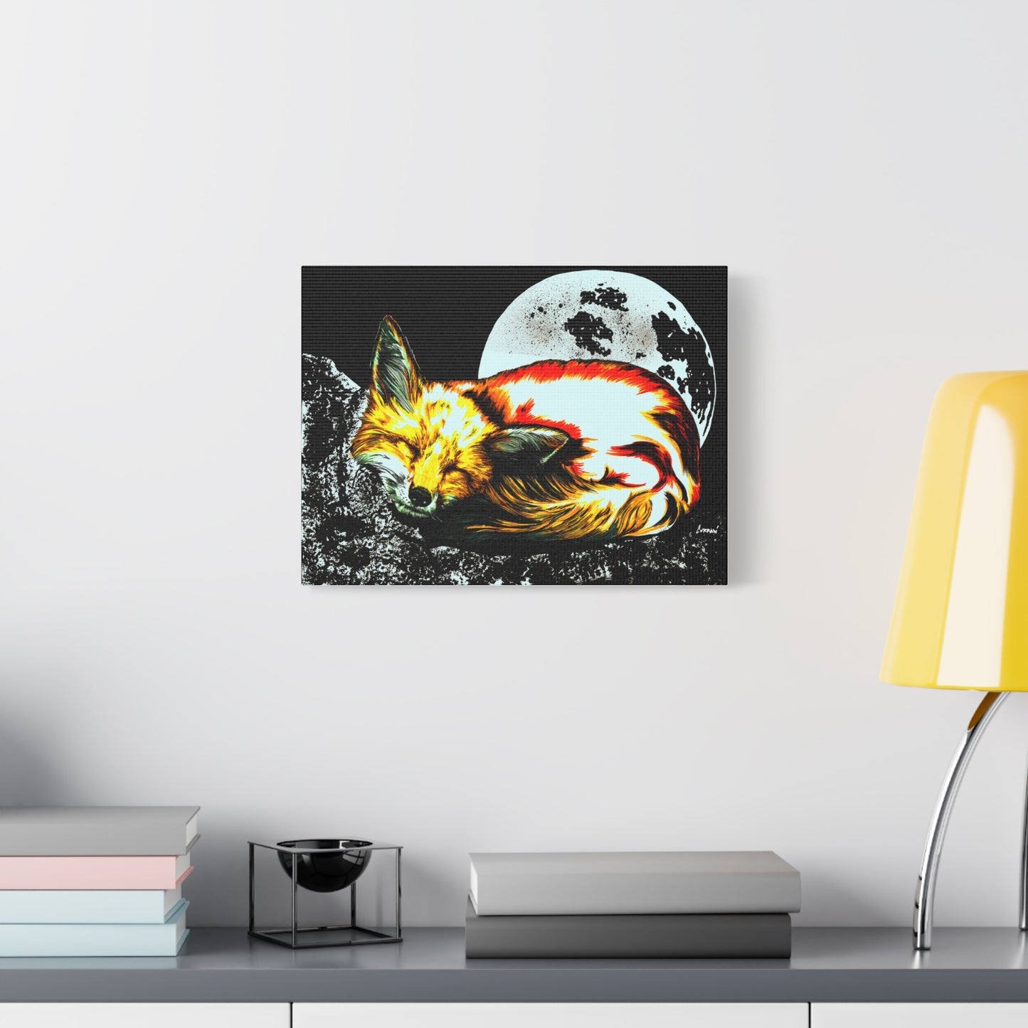 Red Fox Art Print of my Original hand drawn art printed on stretched canvas of a Red Fox