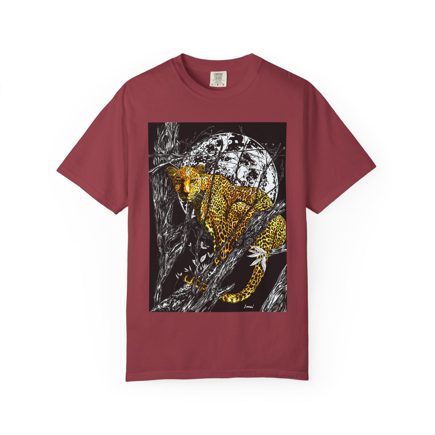 Moonlit Leopard Unisex Garment-Dyed T-Shirt - Wild Animal Art Tee