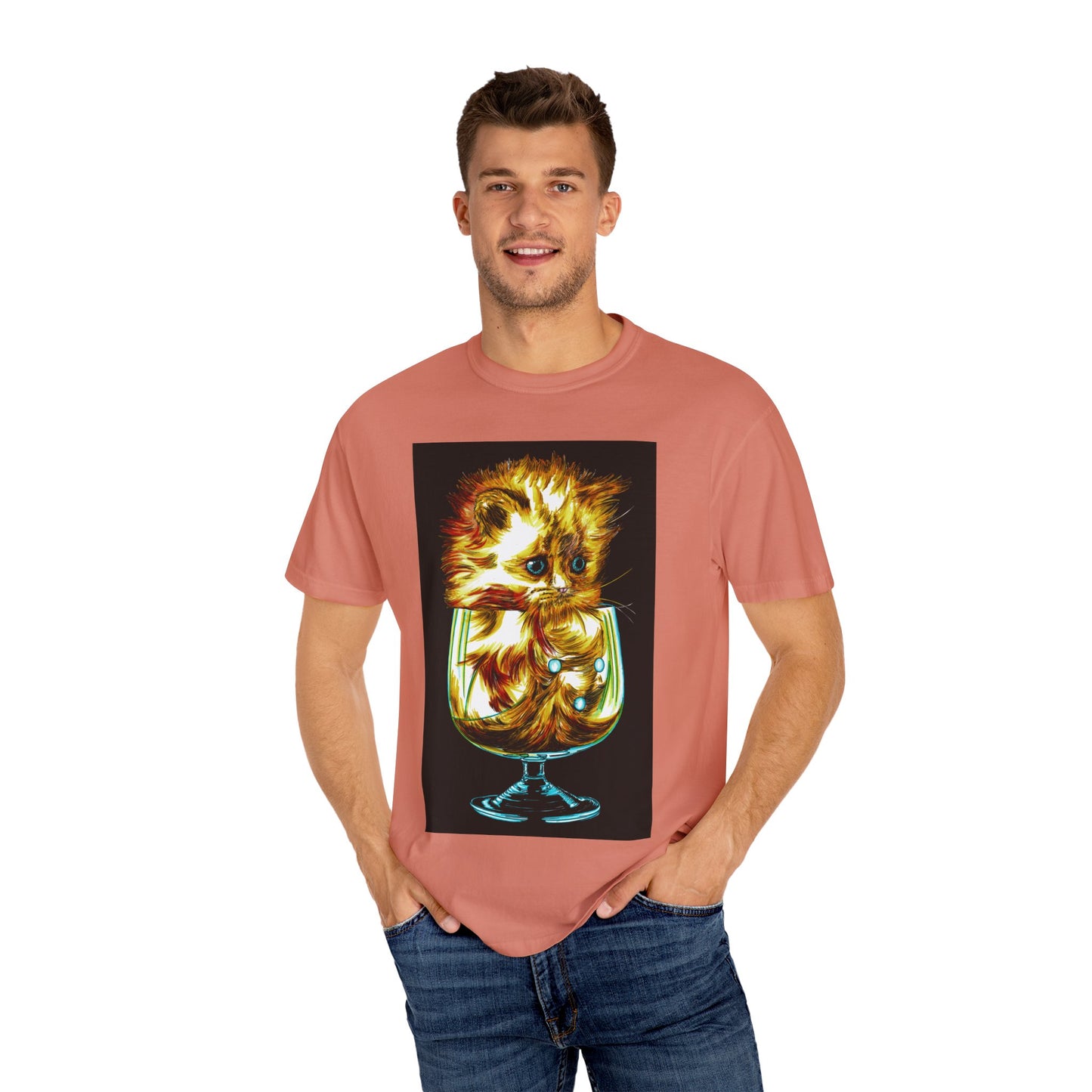 Kitten in a Glass Unisex T-shirt - Hand Drawn Art