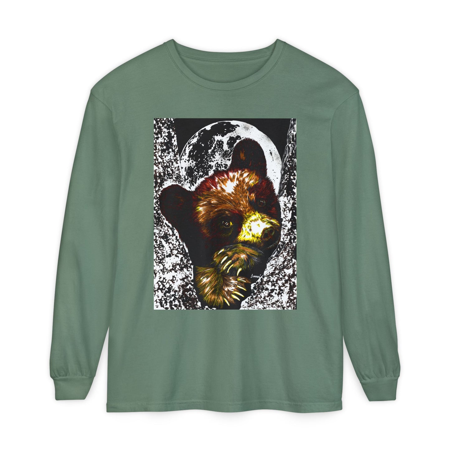 Moonlit Brown Bear Cub Unisex Long Sleeve T Shirt