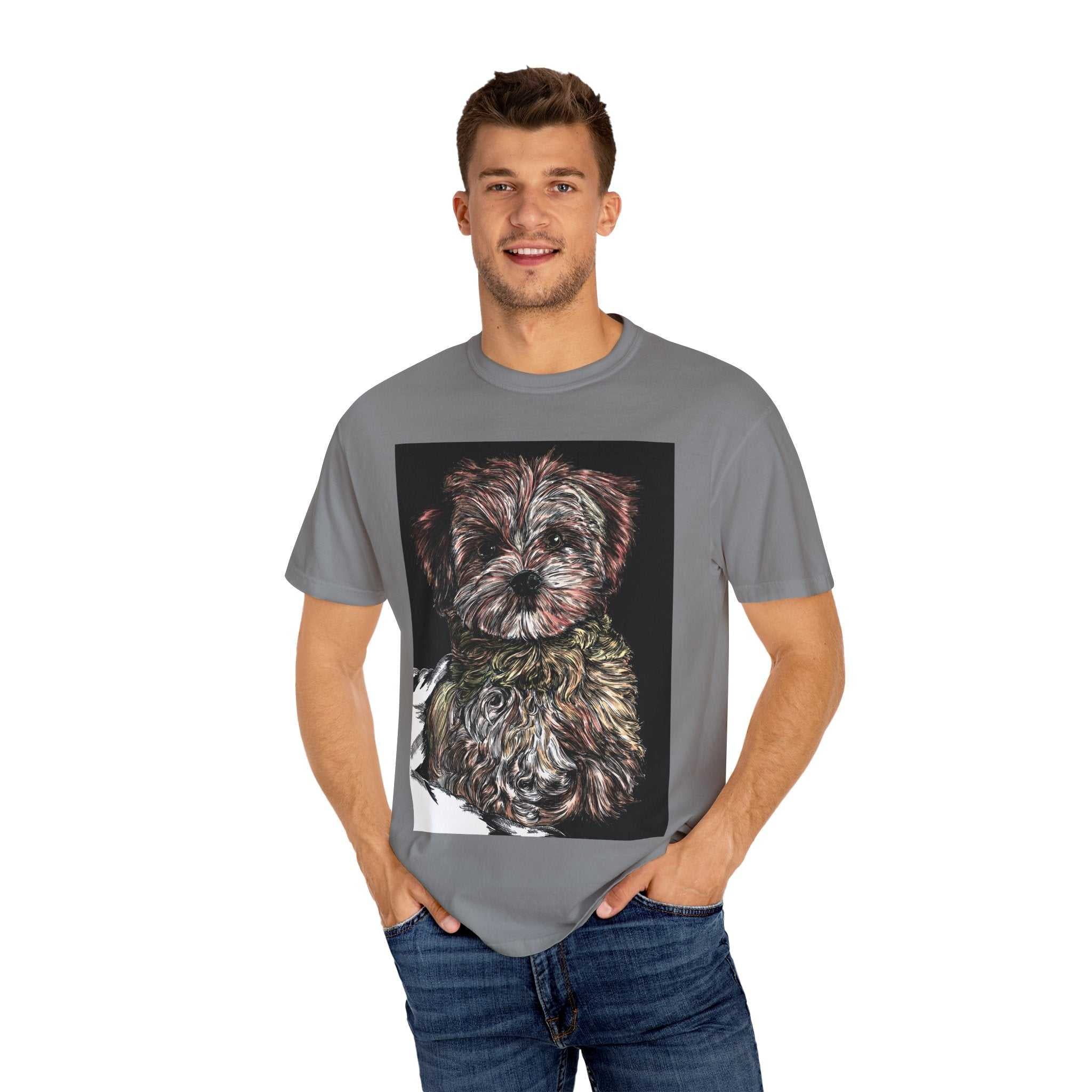 Elevate your style with our Puppy Art Unisex Garment-Dyed T-Shirt – Original Hand-Drawn design. Stand out from the crowd in this unique tee!