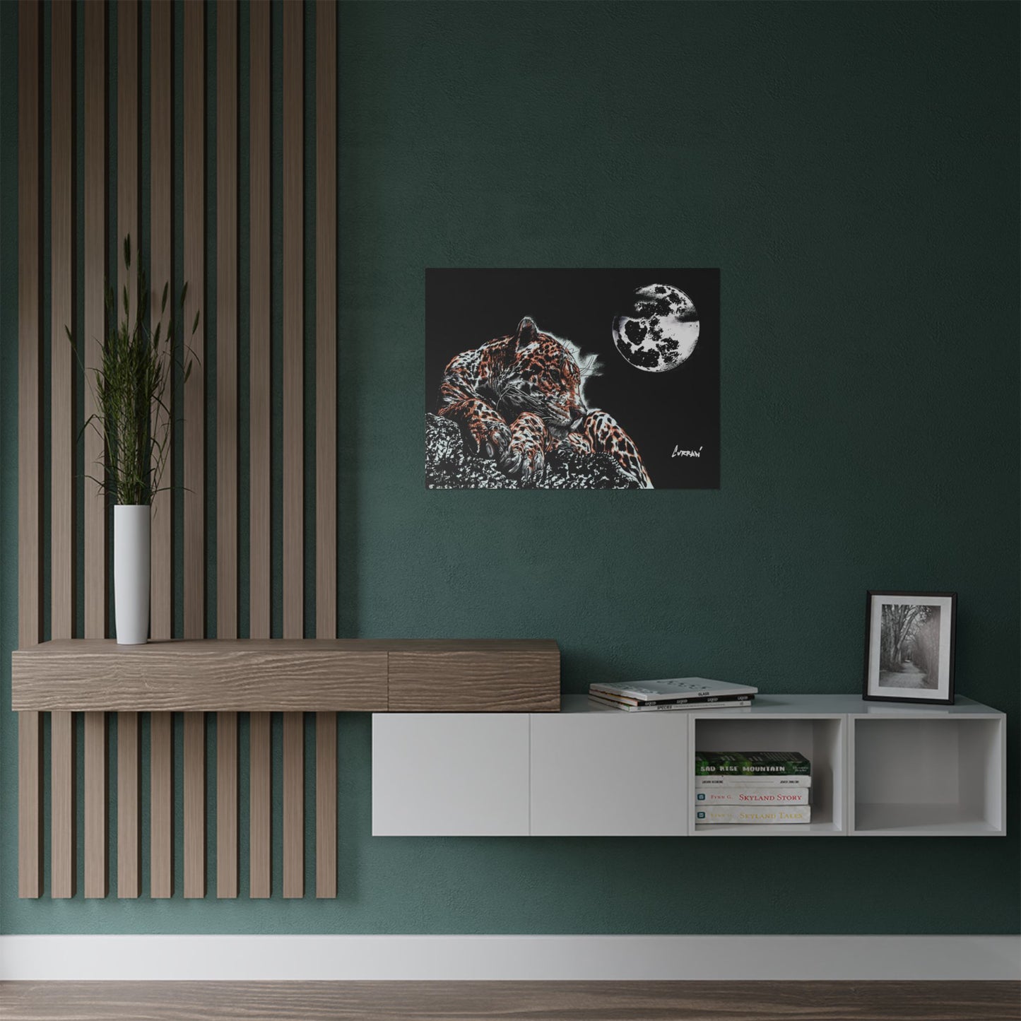Majestic Leopard Satin Poster (300gsm) - Moonlit Wildlife Art
