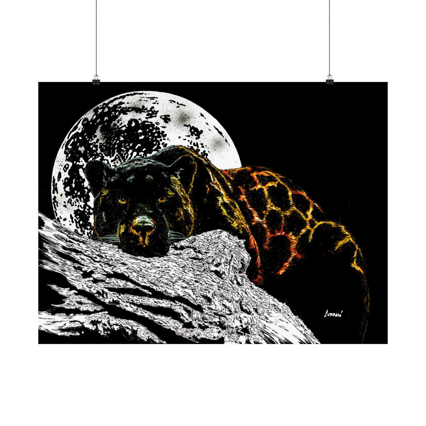 Majestic Bear Satin Poster - Night Moon Art Print (300gsm)