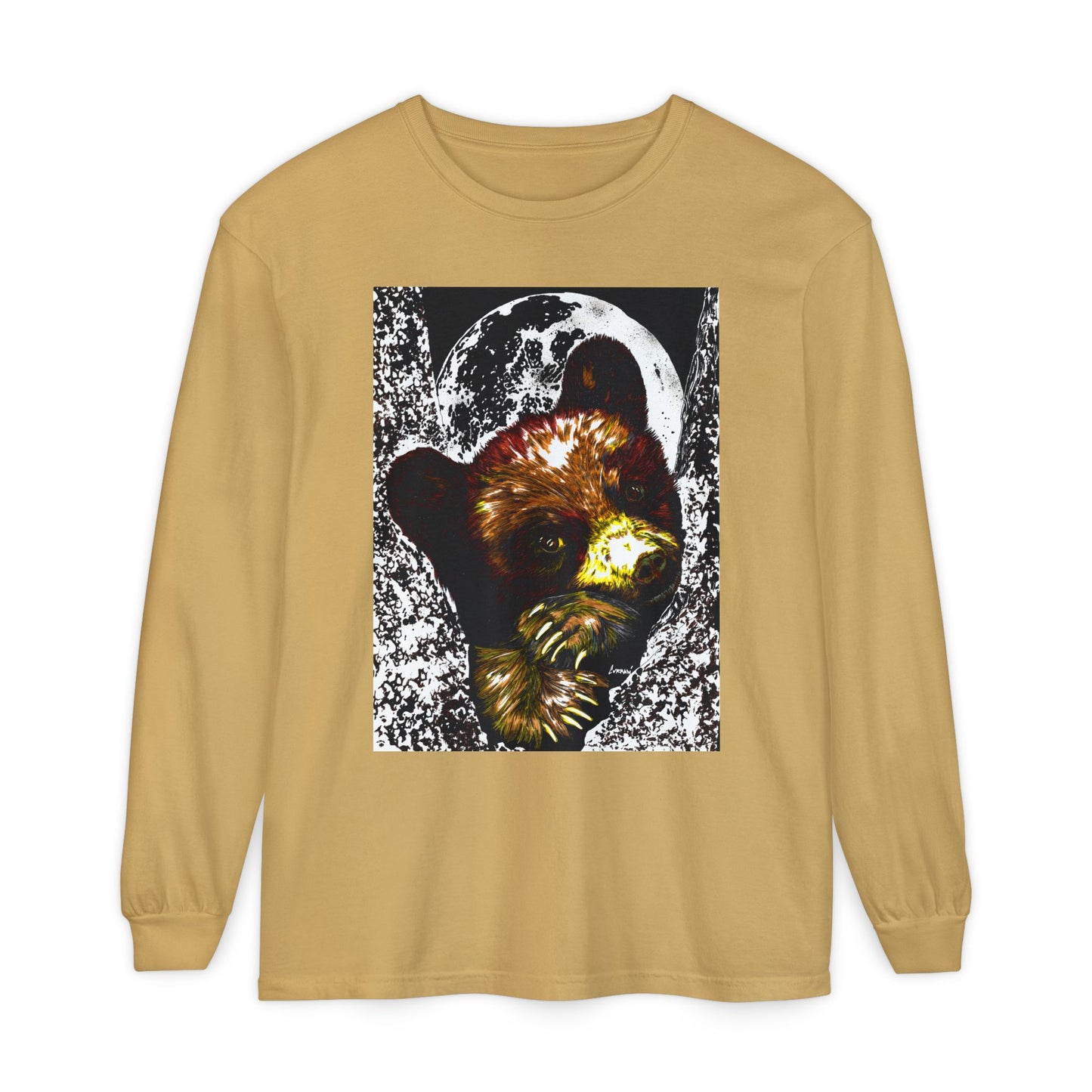 Moonlit Brown Bear Cub Unisex Long Sleeve T Shirt