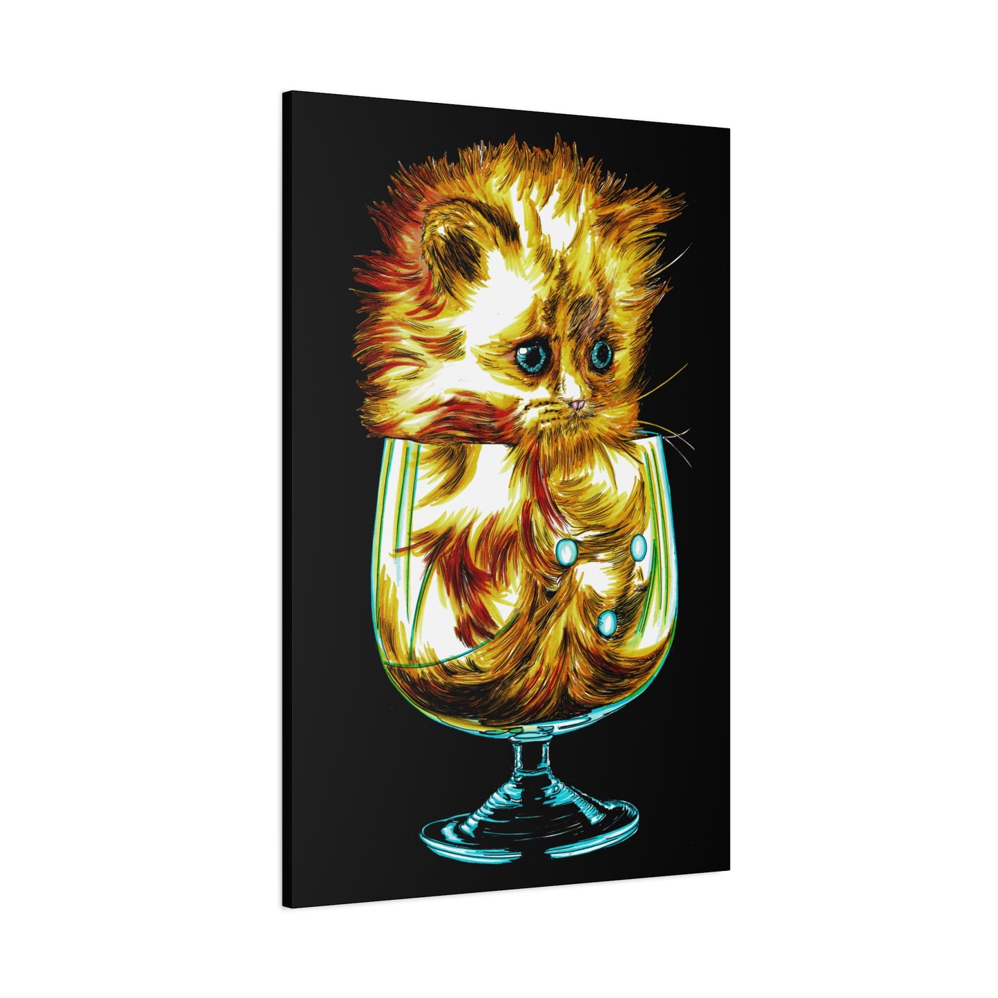 Whimsical Cat Art Canvas Print - 1.25" Stretched Wall Decor