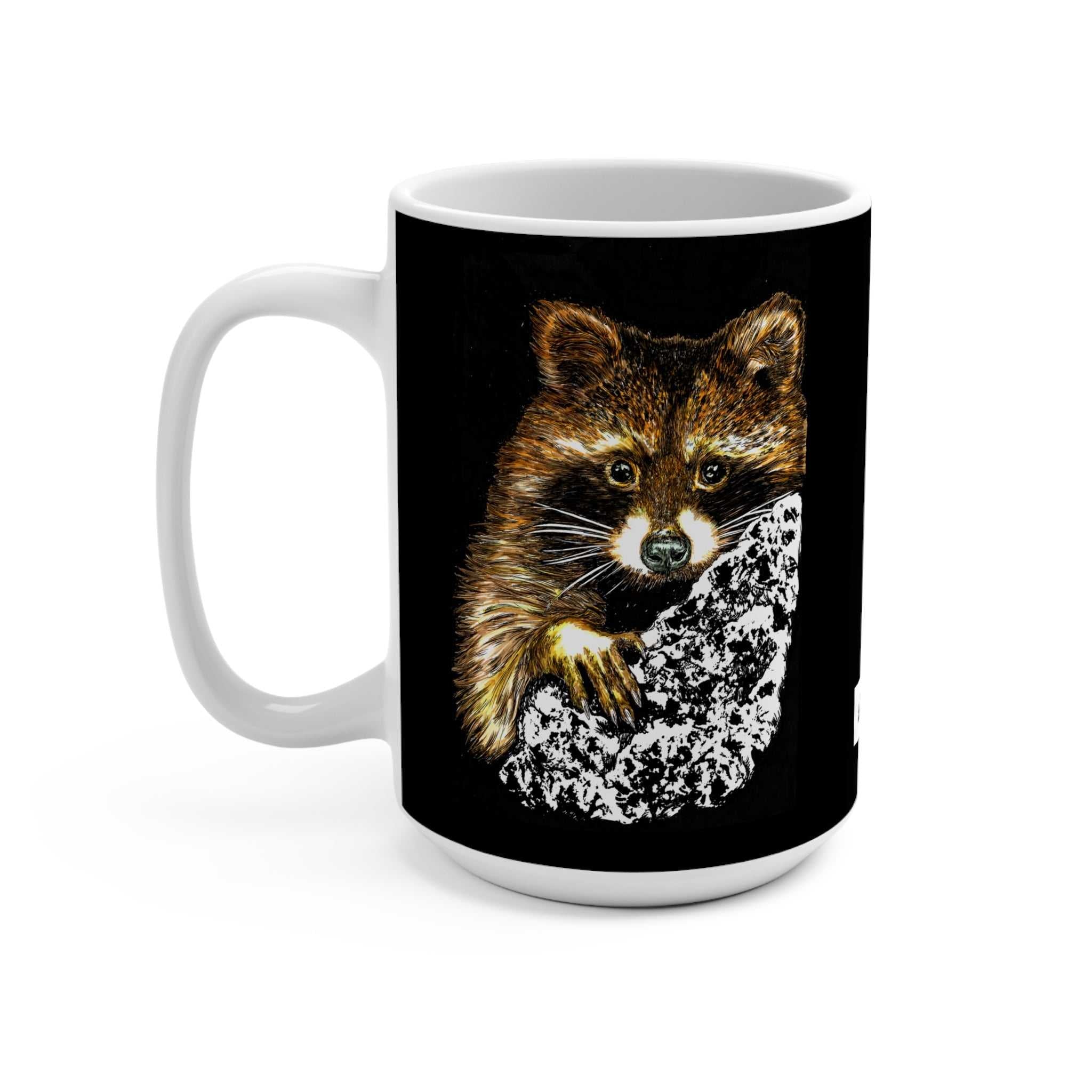 Elevate your mornings with our Raccoon Art Mug - 15oz Cute Wildlife Design. Perfect for nature lovers and coffee enthusiasts alike. Order yours now!