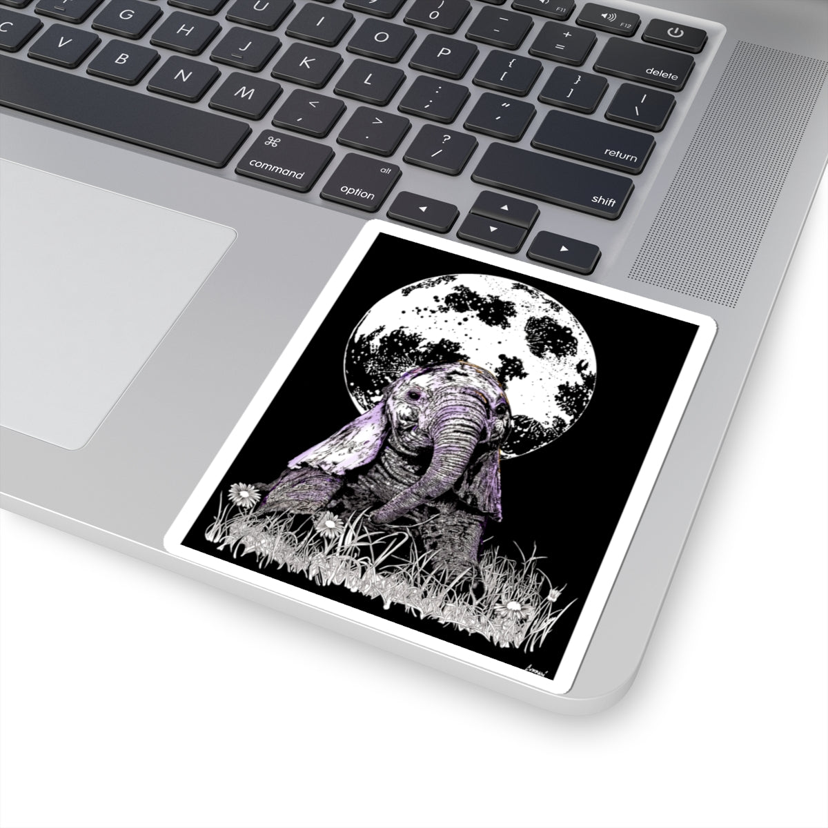 Whimsical Baby Elephant Kiss-Cut Stickers - Moonlit Design for Nature Lovers